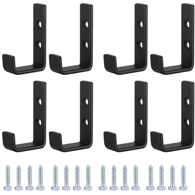 8-teiliges Set Robuster Wandhaken. J-haken Für Die Garage. Universelle Schwarze Schraubhaken. Garderobenständer. Stabile Haken. Zum Aufhängen. Garage. Wandhalterung Für Sperrige Gegenstände.