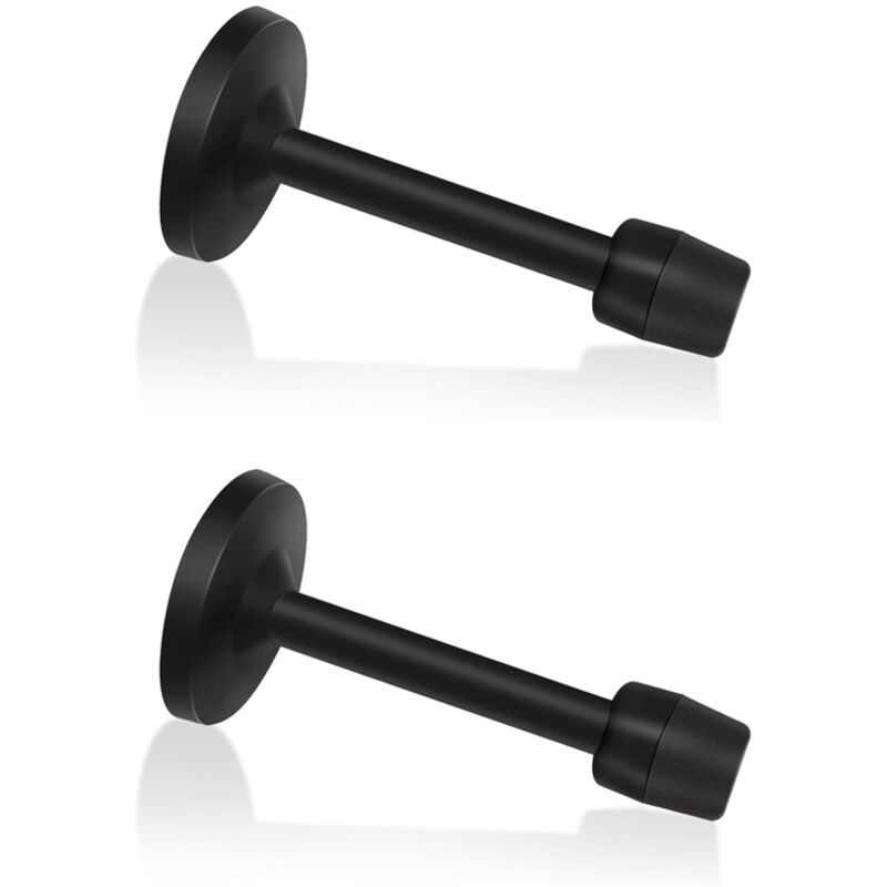 Türstopper. Schwarzer, Wandmontierter Türstopper. Türstopper Mit Akustischen Gummidämpfern Und Robusten Endkappen Aus Edelstahl Für Den Innen- Und Außenbereich.