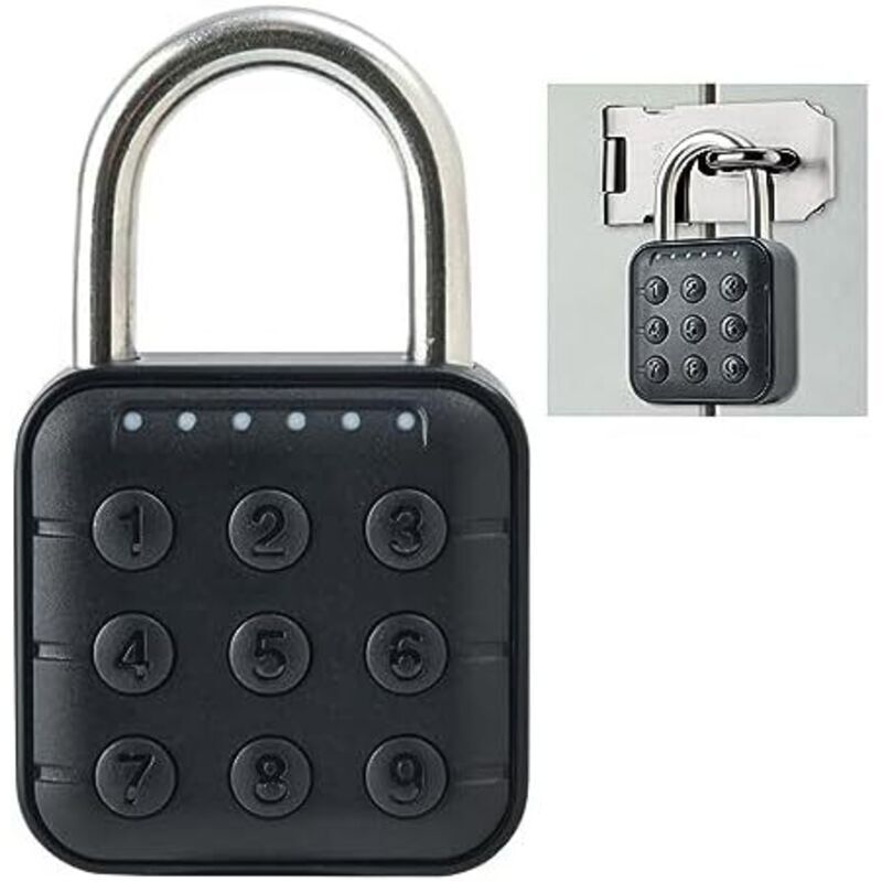 (4,6 × 5,7 × 2) 6-stellige Zahlenschlösser. Schwarzes Elektronisches Zahlenschloss Für Den Außenbereich. Schulschloss. Fitnessstudio-schloss. Wasserdichtes Zahlenschloss.