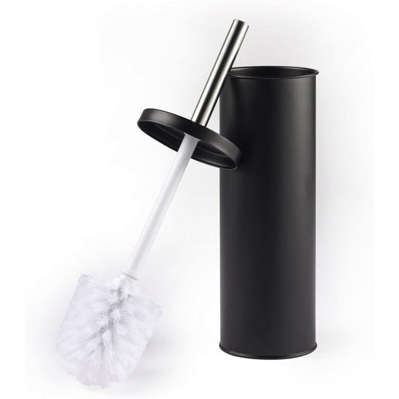 Wc-bürste & Halter-set – Wc-reinigungsbürste. Feste Borsten. Hygienischer Halter Mit Deckel. Schlank Für Einfache Aufbewahrung. Schwarz.