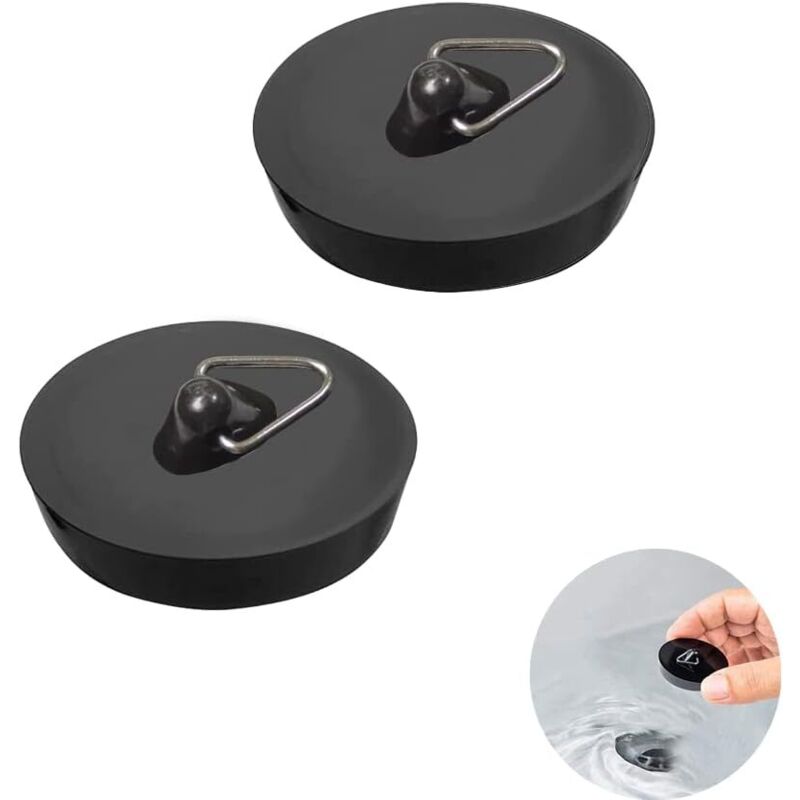 2-teiliges Abflussstopfen-set. Spülbeckenstopfen Für Abflüsse Mit Ø 44 Bis 42 Mm. Gummi-spülbeckenstopfen Mit Aufhängeöse. Universell Einsetzbar. Für Badewanne, Küche Und Badezimmer.