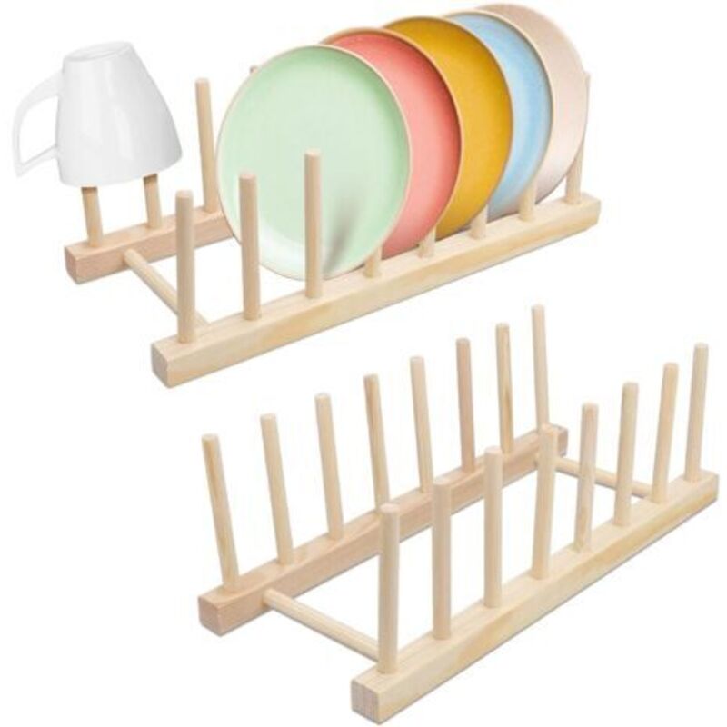 31 X 13 X 11 Set Mit 2 Tellerhaltern Mit 7 Schlitzen - Geschirrabtropfgestell - Tellerhalter - Topfdeckelhalter - Buchhalter Aus Holz Für Schneidebretter.