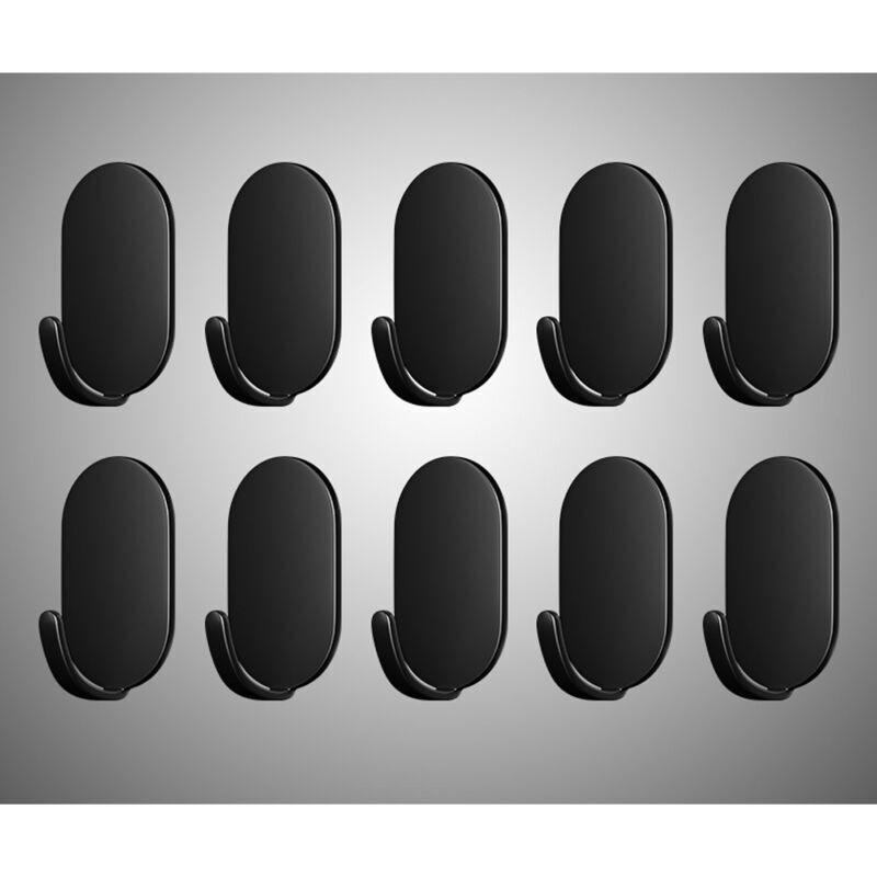 10er-pack Klebehaken. Weiße Klebehaken Für Badezimmerwände. Rostbeständige, Selbstklebende Haken, Kein Bohren Erforderlich, Wandmontage (schwarz).