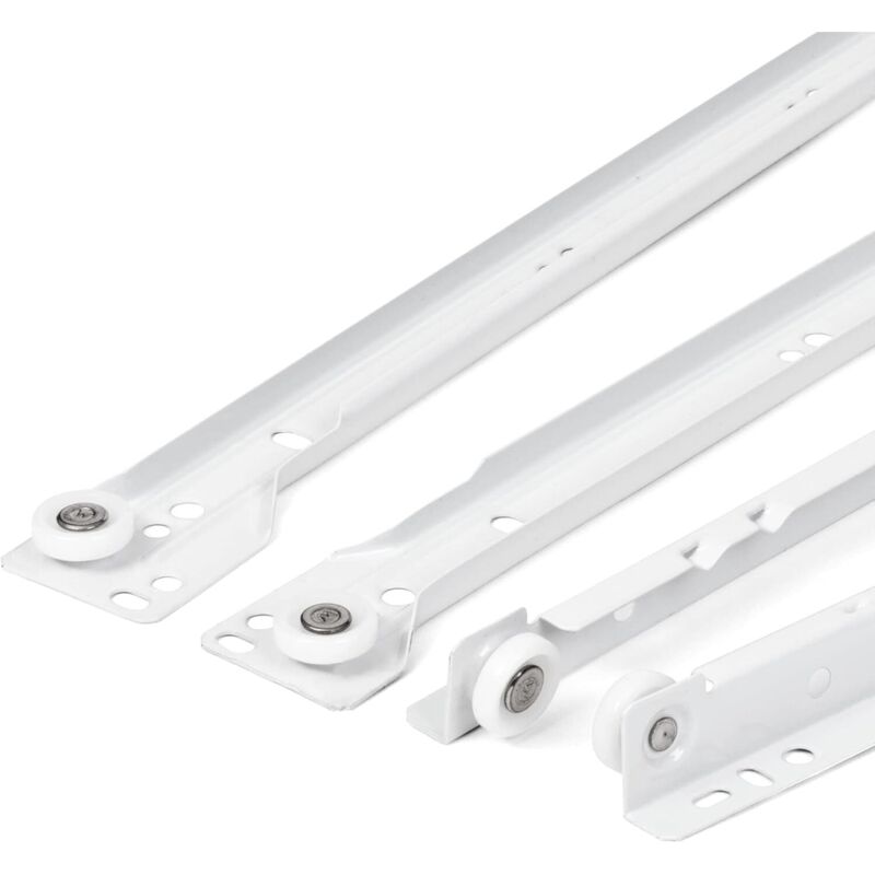 Set Mit 2 (1 Paar) 350-mm-schubladenschienen – Schienen Für Schubladen. Weiß. Teilauszugssystem – Einfache Montage.