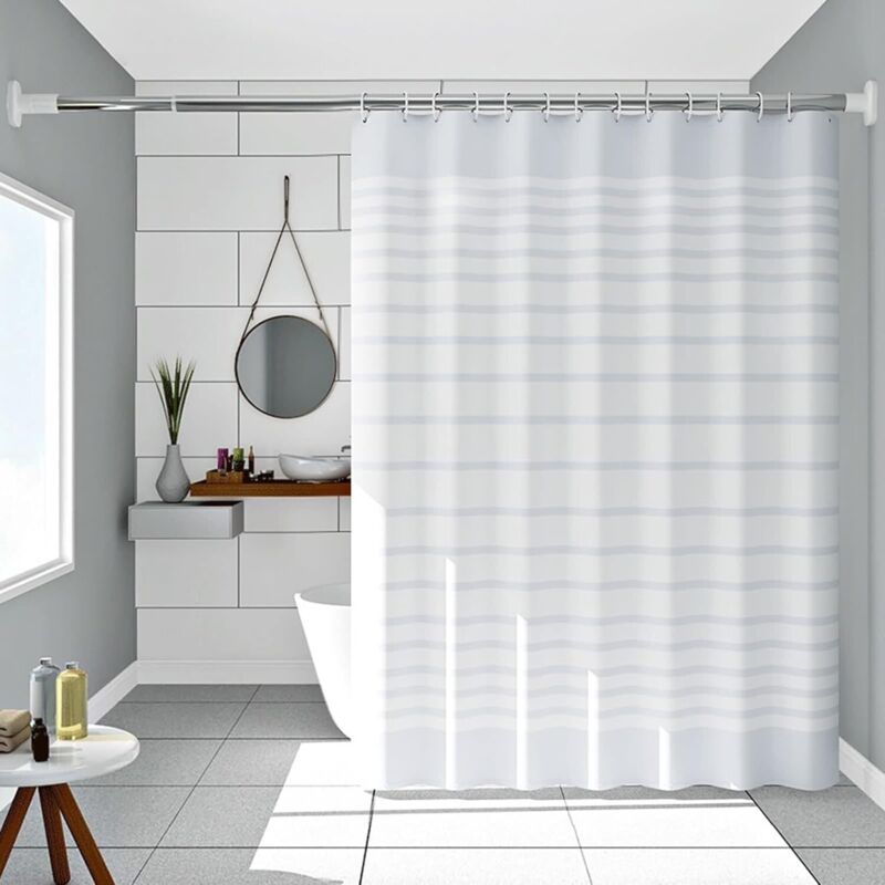 Duschvorhang. Weiß. 300 X 200 Cm. Xxl-größe. Peva-muster. Gestreift. Weiß. Schimmelresistent. Waschbar. Für Zuhause Und Studentenwohnheime.