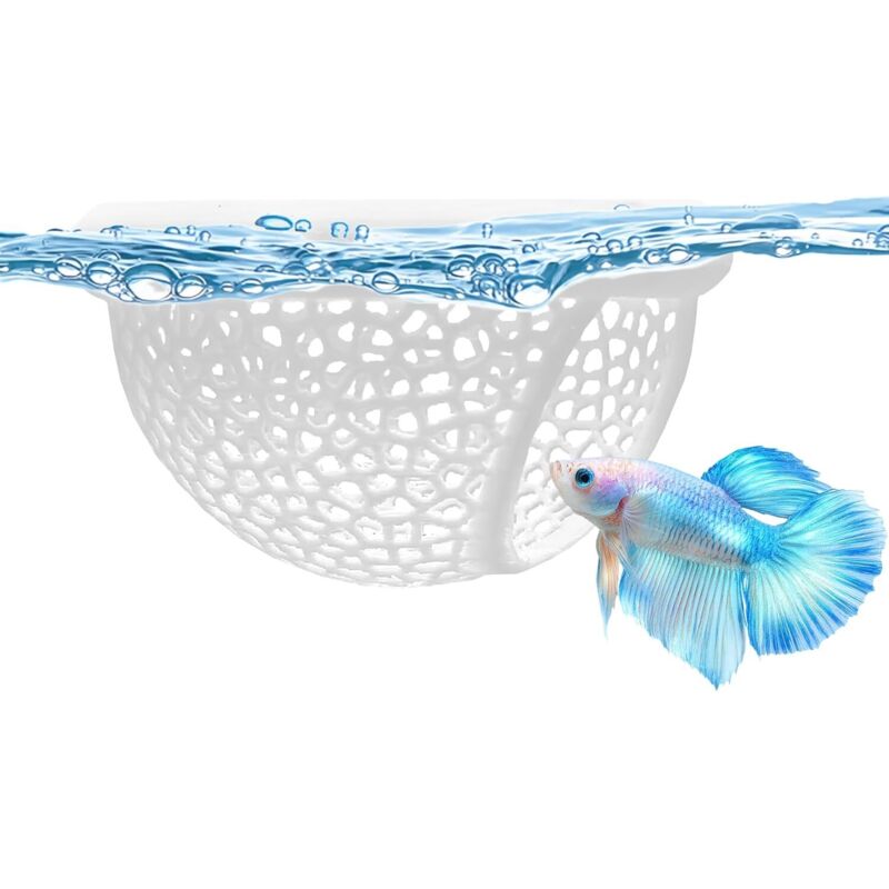 Schwimmende Betta-höhle – Aquariumdekoration Mit Futterring. Weiße Hängematte Für Garnelen, Guppys Und Kleine Fische.