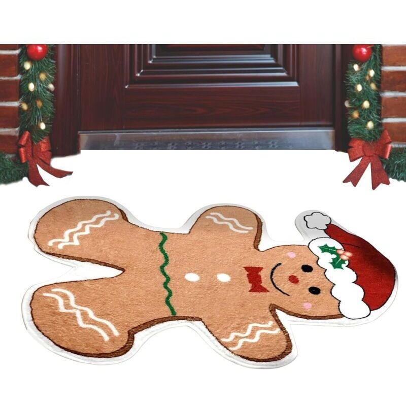 Fußmatte In Form Eines Lebkuchenmanns Für Den Außenbereich, 50 X 80 Cm – Weihnachtliche Kaschmir-badematte, Saugfähig Und Rutschfest, Für Böden, Badezimmer, Eingangsbereiche, Wohnzimmer Und Wohnungen