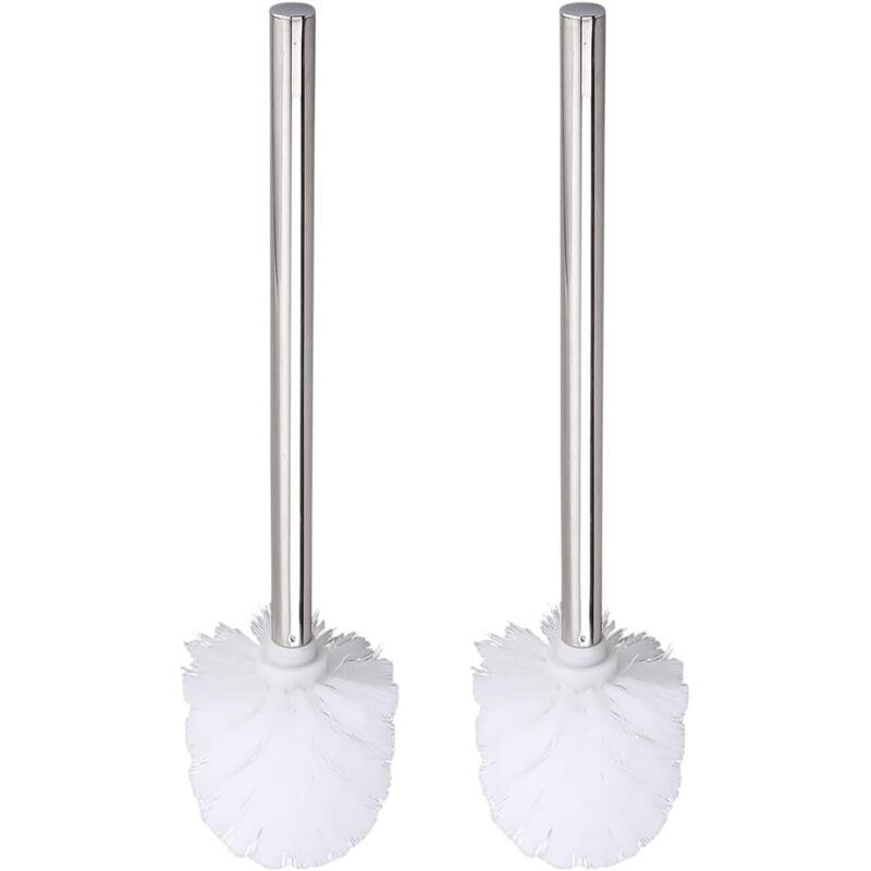 Set Mit 2 Toilettenbürsten Mit Edelstahlgriffen. Toilettenbürste Mit Langem Griff. 8 Mm Durchmesser. Austauschbarer Bürstenkopf (weiß).