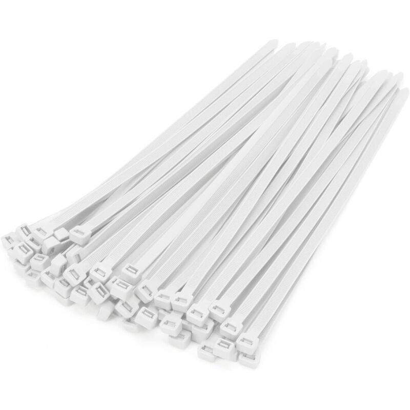 200 Professionelle Kabelbinder. Weiß – 300 Mm X 4,8 Mm. Selbstverriegelnd. Uv-beständig. Ideal Für Den Innen- Und Außenbereich.