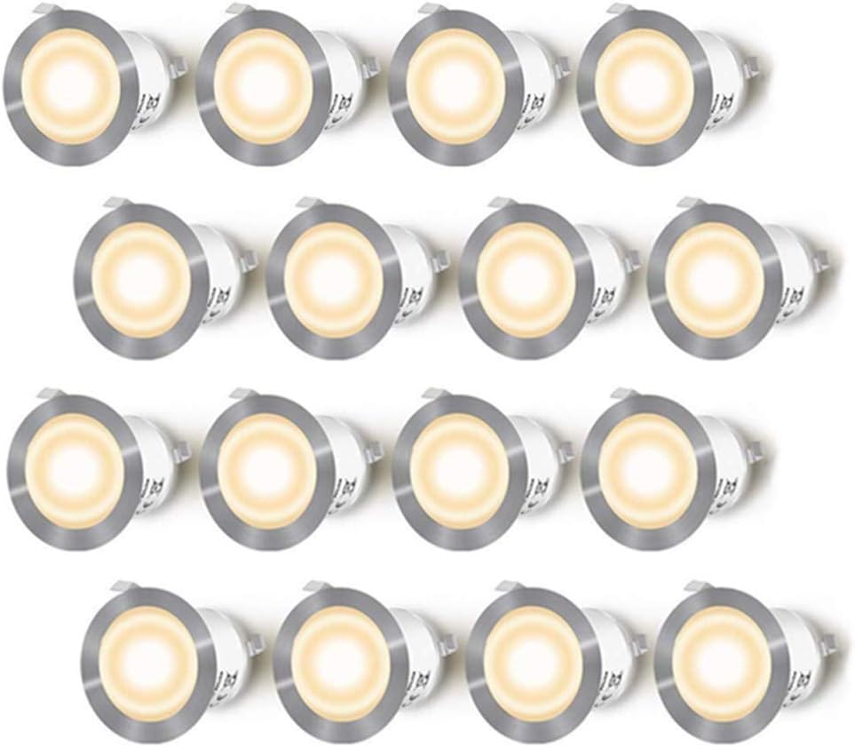 16er Set Led Einbaustrahler Für Holzterrasse, Wasserdicht Ip67, Außeneinbaustrahler, 0,6w Dc12v, Warmweißes Licht, Mini Lampenset Für Gehweg Treppenstufen Decke