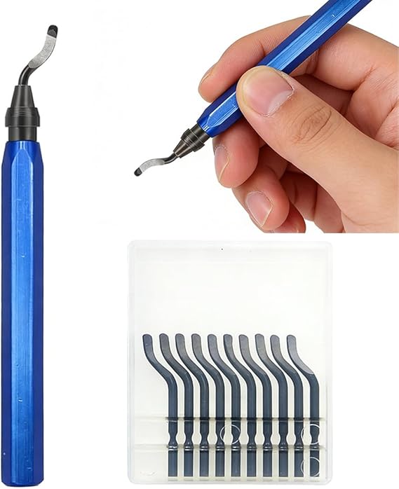 Griff Und 10 Entgratungsklingen, 360° Drehbares Manuelles Entgratungswerkzeug Mit Aluminiumgriff, Zum Reinigen Von 3d-gedruckten Teilen, Metall, Kunststoff Und Edelstahl
