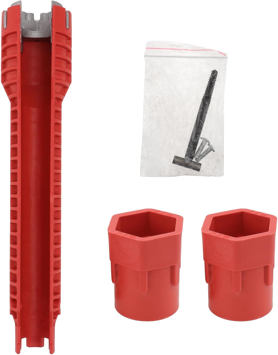 Einfach Zu Montierender, Multifunktionaler Verstellbarer Schraubenschlüssel Für Wasserhähne Und Waschbecken, Aus Zinklegierung Und Abs, Rotes Sanitärwerkzeug Für Den Täglichen Gebrauch Im Haushalt