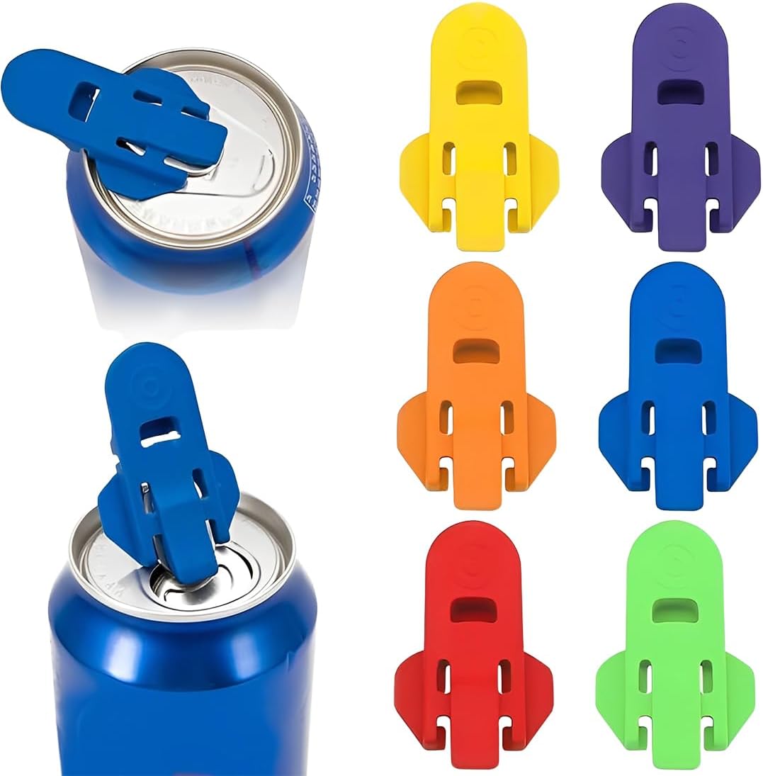 Set Mit 6 Dosendeckeln, Dosenöffnern, Kunststoff-getränkedosendeckeln, Wiederverwendbaren Cola- Und Limonadendosendeckeln, Kompatibel Mit Den Meisten Getränkedosen