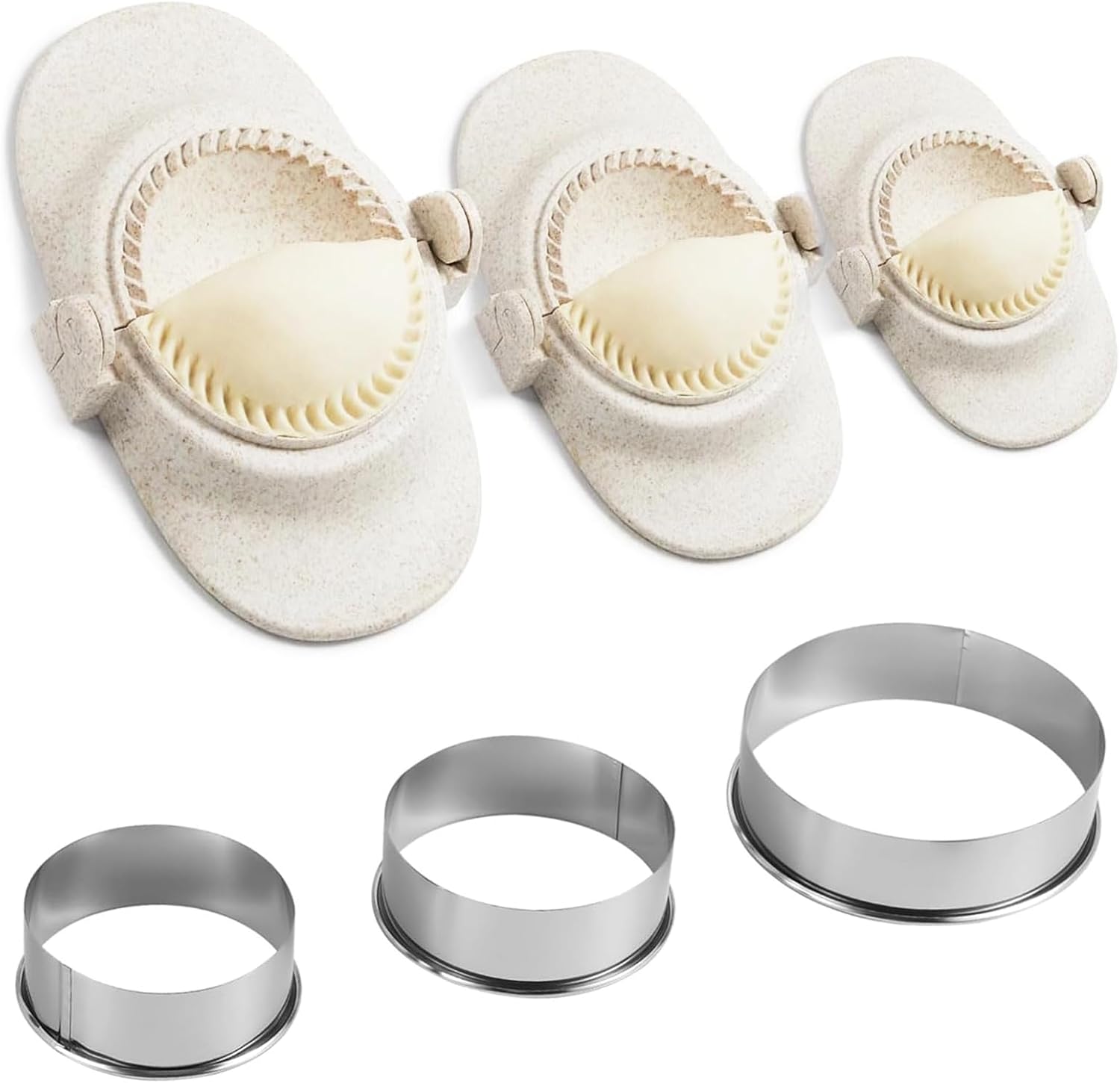 6-teiliges Teigtaschen-set, Teigtaschenformer, Form Ravioli-former In 3 Größen Und 3 Runde Ausstecher, Gebäckpresse, Ravioli-maschine, Gerät