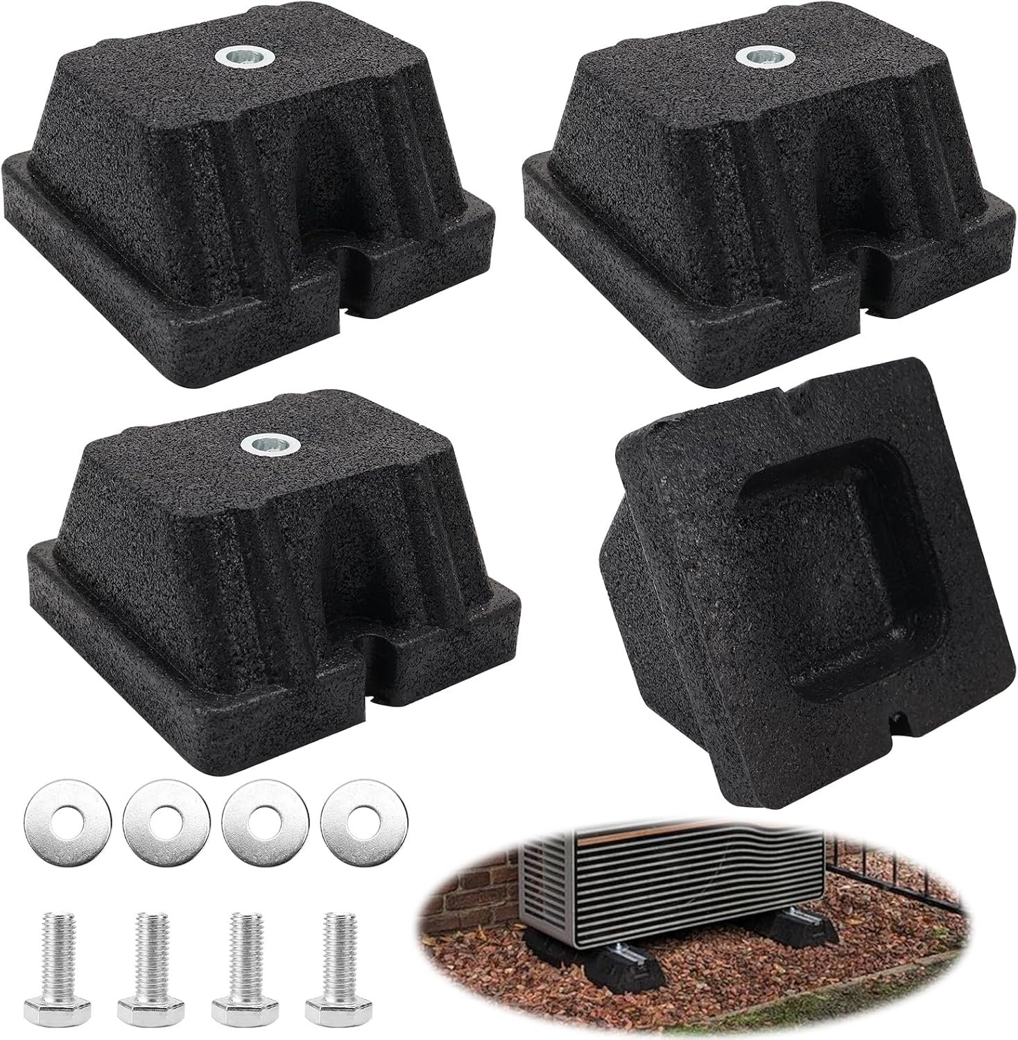 Satz Mit 4 Schwingungsdämpfern Für Wärmepumpen, 120 X 120 X 65 Mm, Antivibrationsfüße Für Klimaanlagen, Maximale Belastung 500 Kg (4 Stück)
