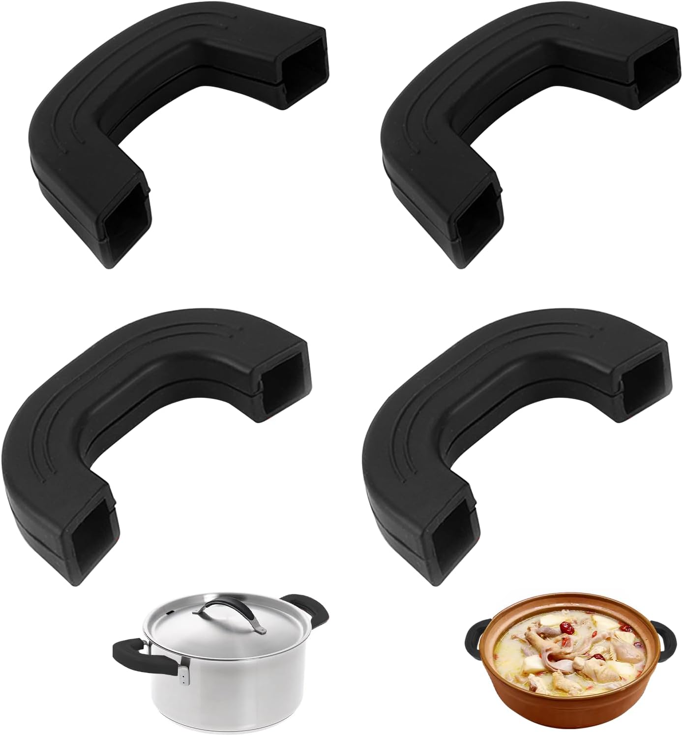 Set Mit 4 Silikon-pfannengriffen – Hitzeschutz – Silikongriffe Für Töpfe, Pfannen, Auflaufformen, Woks, Hitzebeständige Küchenutensilien
