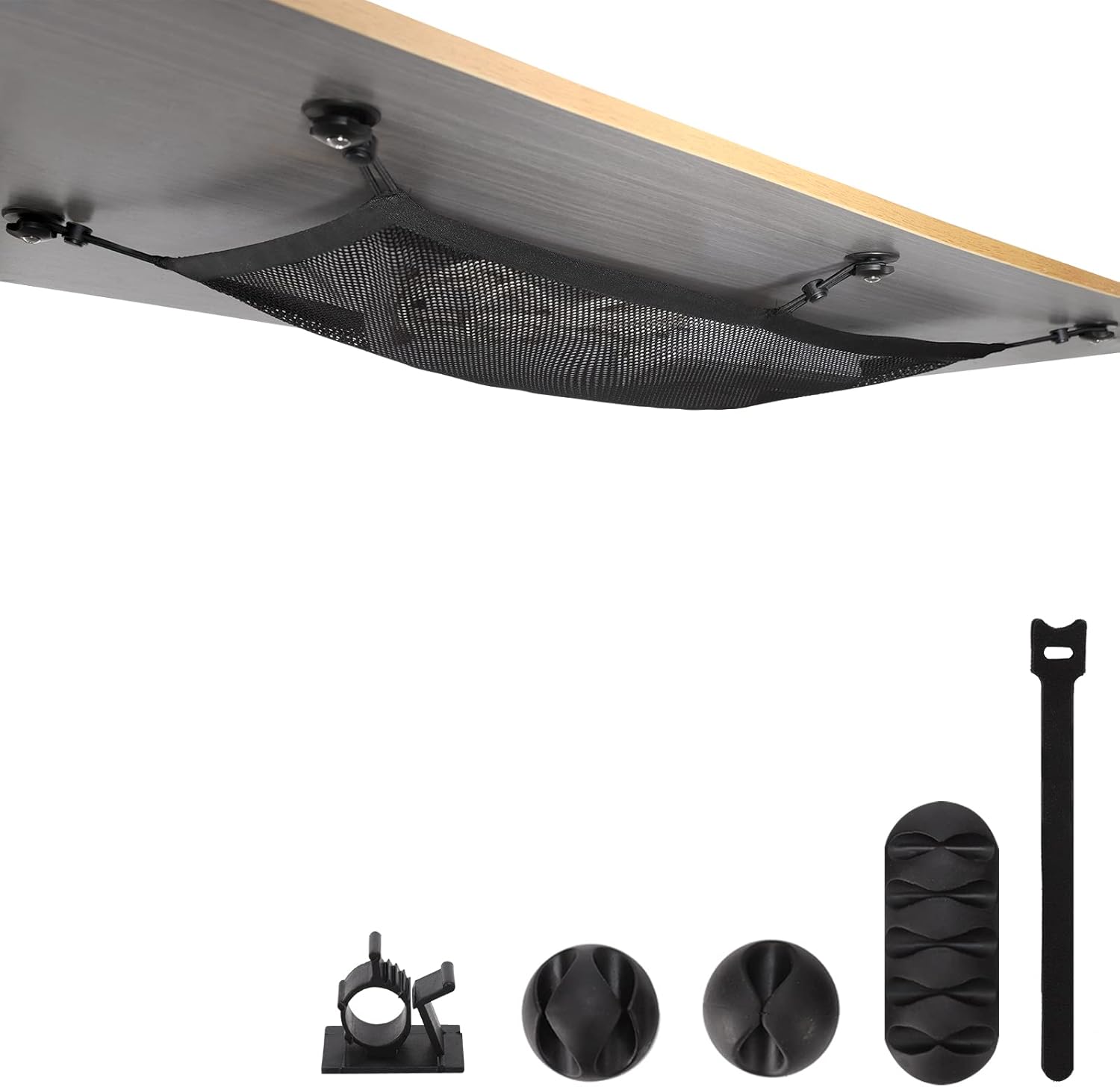 Kabelkanal 66,5 X 24 Cm Für Die Aufbewahrung Unter Dem Tisch - Elastisches Kabelschutzset Für Unsichtbare Aufbewahrung, Schwarz - Robust - Langlebig - Flexibles Kabelmanagement