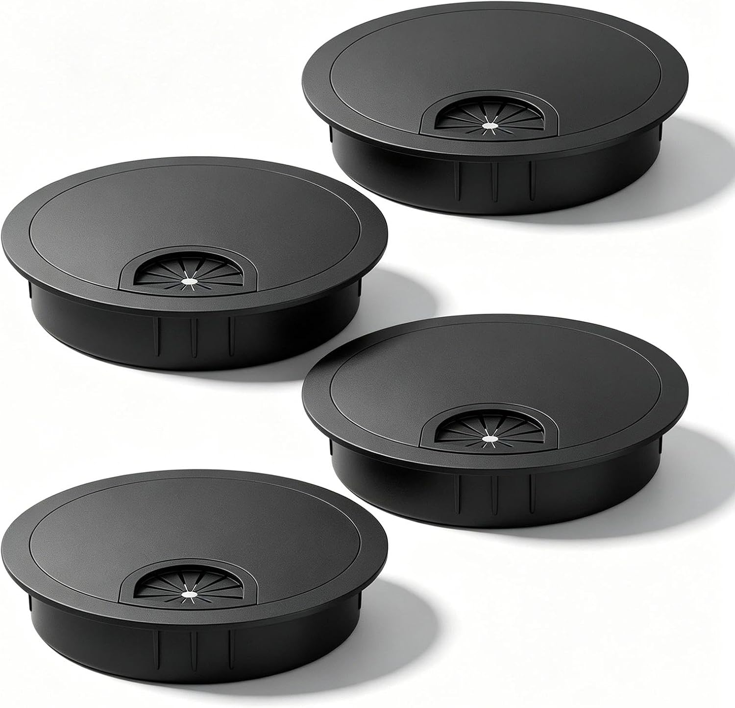 Schwarze Kabeldurchführungen (57–60 Mm), 4er-pack Kabelmanagement Aus Zinklegierung Für Schreibtische Kabelabdeckung Für Tisch Und Arbeitsplatz