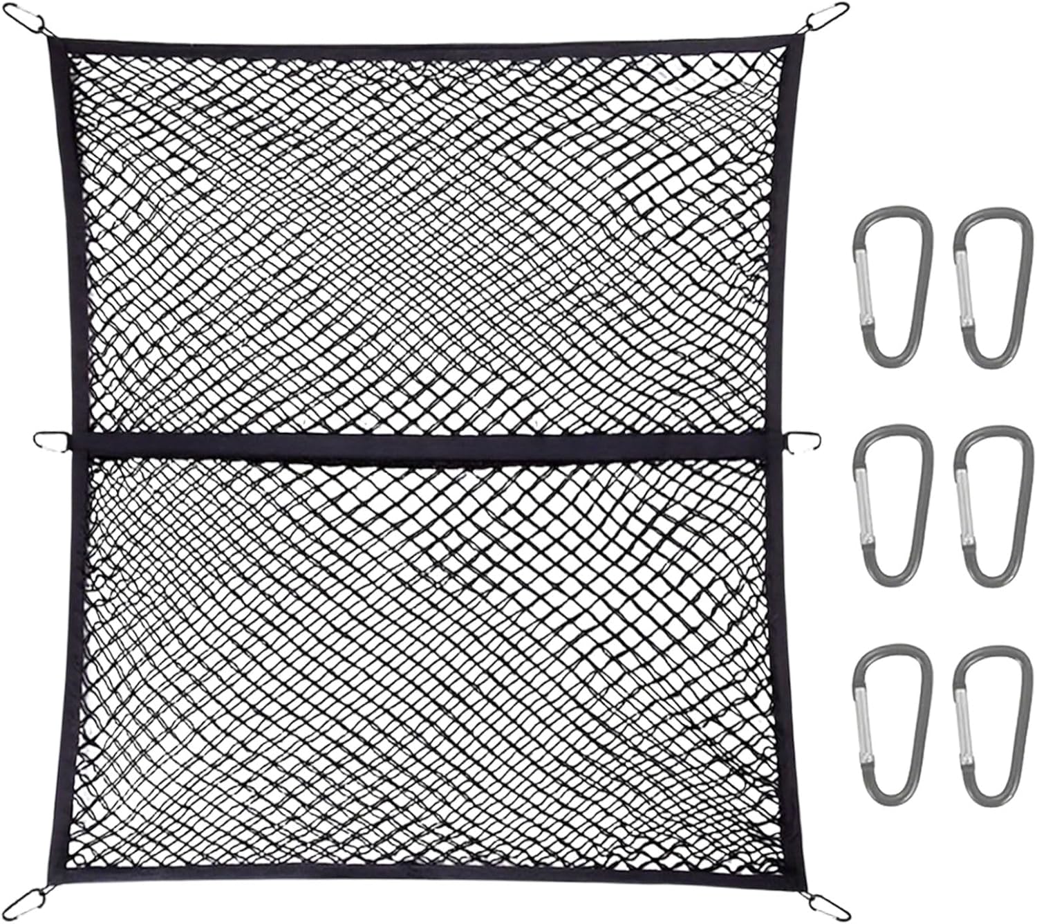 Doppellagiges, Elastisches Gepäcknetz, 120 X 120 Cm, Erweiterbar Auf 2,1 X 2,1 M, Mit 6 Metallhaken, Gepäcknetz-organizer, Aufbewahrungsnetz Für Lkws Und Suvs
