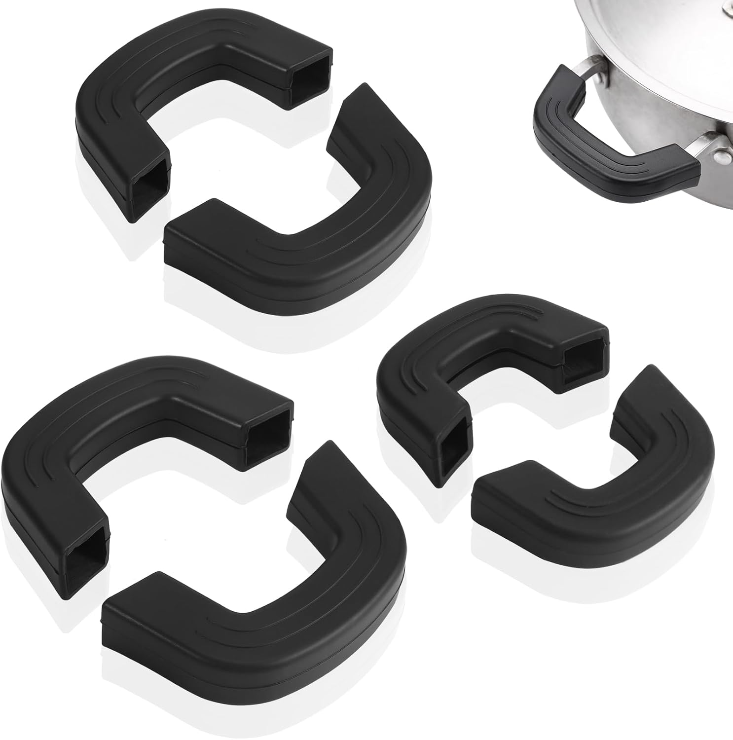 6-teiliges Silikongriff-set Für Töpfe Und Pfannen, Silikongriffauflage Hitzebeständige Griffauflage, Rutschfeste Isoliergriffe, Für Gusseisentöpfe, Woks, Stielkasserollen Und Kochfelder, Schwarz