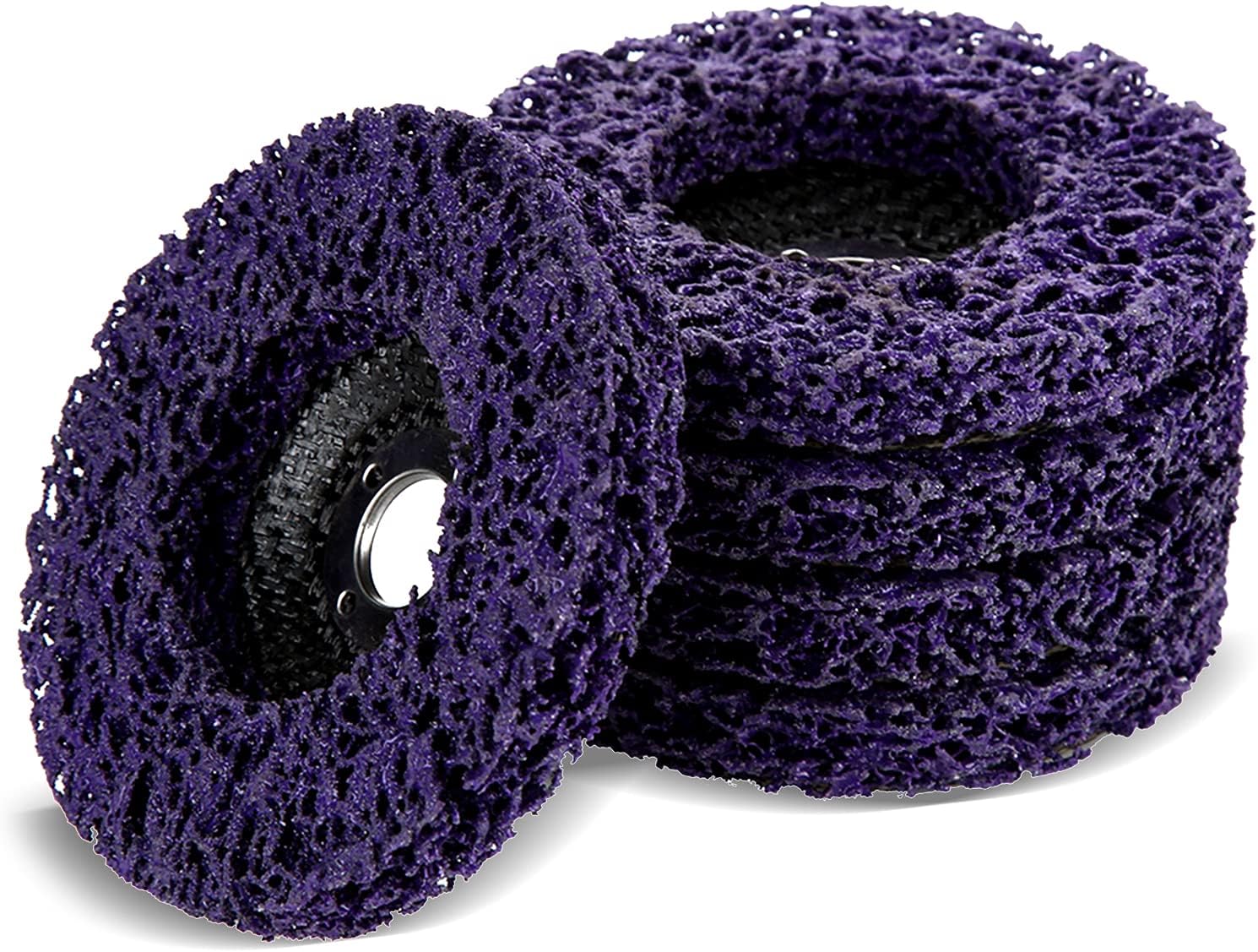 Set Mit 5 100-mm-poly-streifenscheiben Für Winkelschleifer – Reinigungswerkzeug Zum Entfernen Von Rost, Farbe Und Abplatzungen – Lila