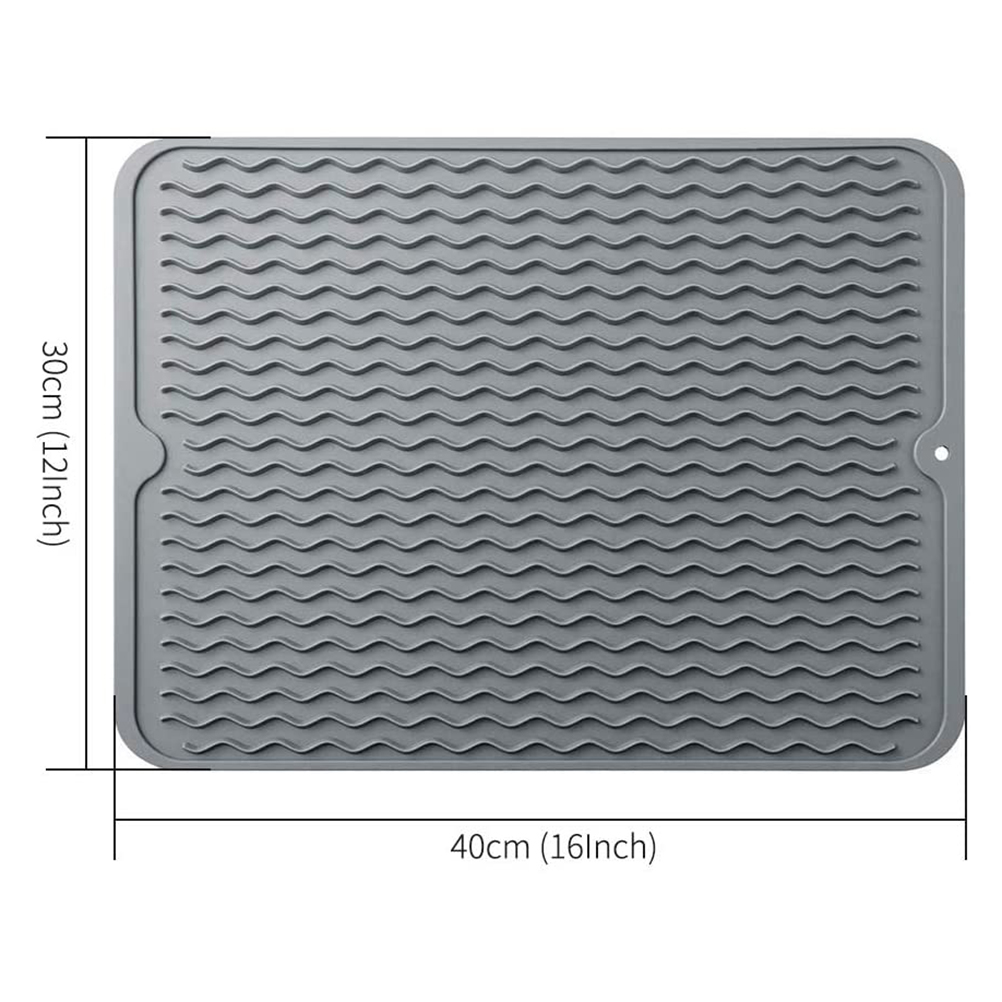 Silikon-abtropfmatte 40 X 30 Cm, Rutschfest, Hitzebeständig, Zum Abtropfen Von Geschirr, Als Untersetzer Und Küchentischmatte