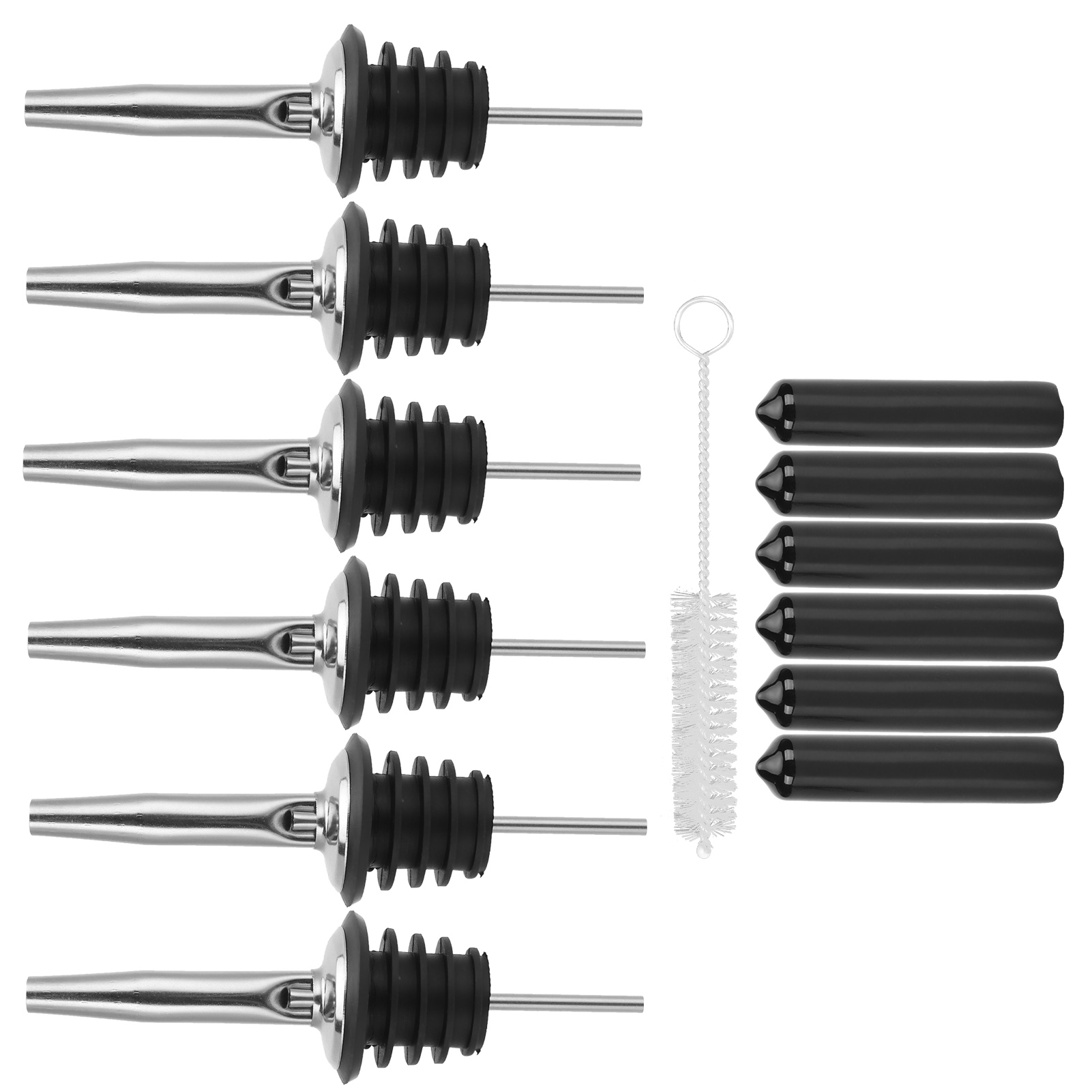 Ausgießverschluss Aus Edelstahl Mit Staubschutzkappe, Klassisches Silikon Für Alkoholflaschen, Utensilienset Inklusive Flaschenöffner Und Bürste.