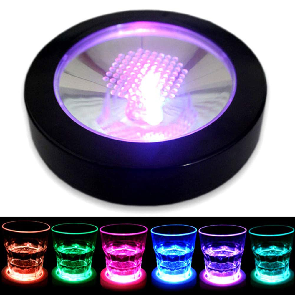 Set Mit 6 Led-beleuchteten Untersetzern Mit Schwerkraftsensor Für Bars, Clubs Und Partys