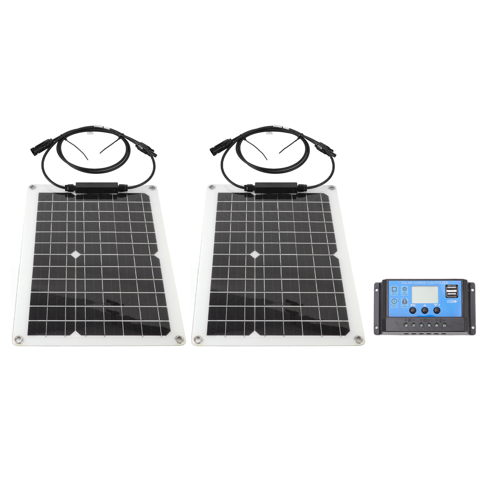 50-w-solarset (2-teiliges Monokristallines Siliziumpanel + 10-a-laderegler) Für Wohnmobile, Boote Und Reisemobile