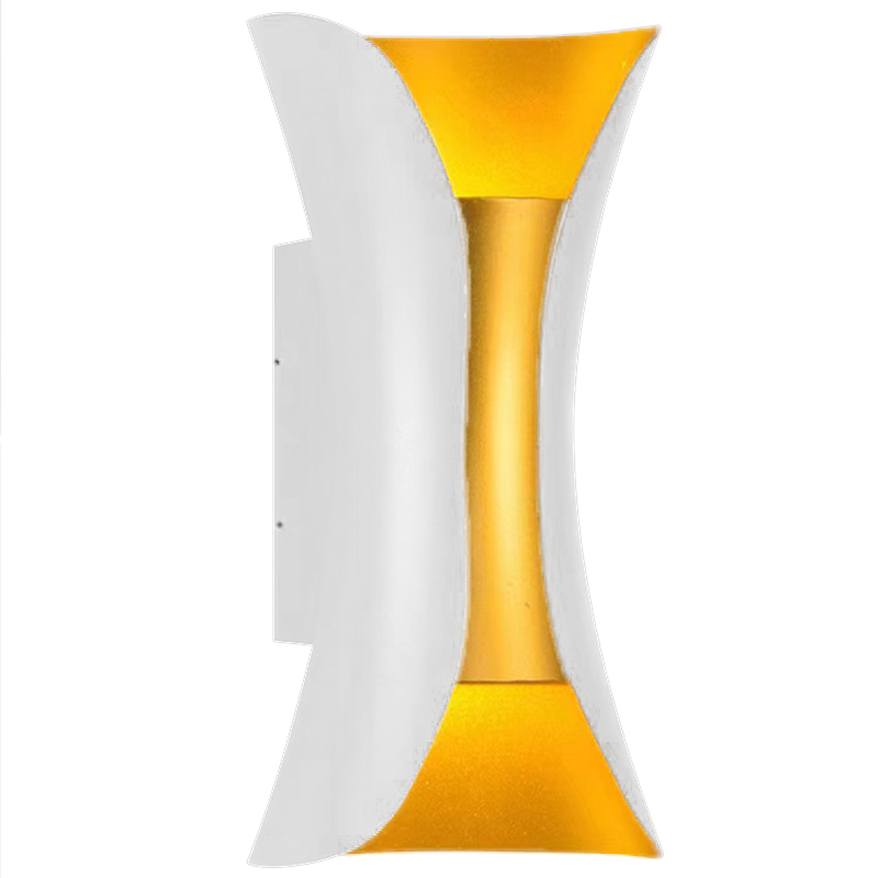 Wasserdichte Außenwandleuchte, Doppelkopf, Nach Oben Und Unten Gerichtete Beleuchtung, 6-w-led, 150 Mm, 3000 K Warmweißes/goldenes Licht Für Hof/villa