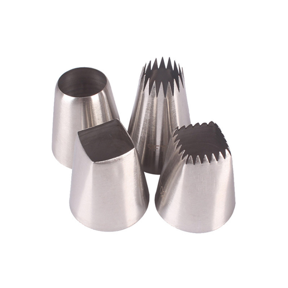 Set Mit 4 Edelstahl-spritztüllen Zum Selbermachen Von Tortendekorationen