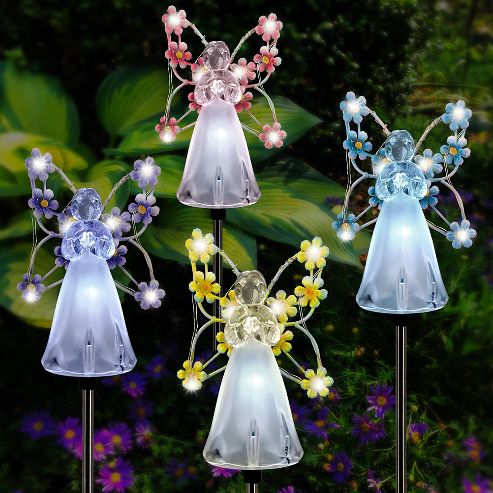Set Mit 2 Led-engel-solarleuchten, Wasserdichte Gartenleuchten, Außendekoration Für Weihnachten Und Halloween.