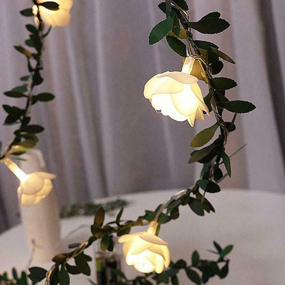 Meter Lange Led-lichterkette Mit 20 Rosa Blüten Für Weihnachten, Hochzeiten, Gärten, Gartenpartys, Batteriebetrieben, Festliche Dekoration