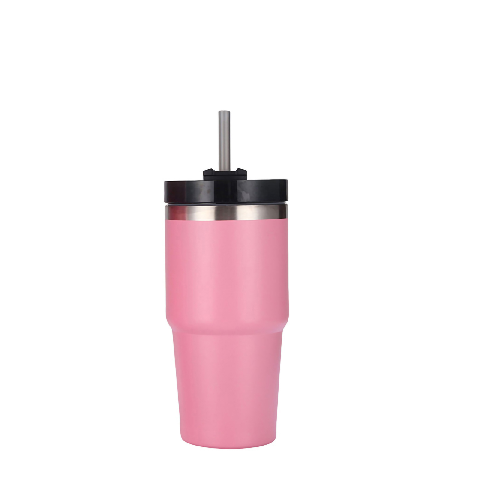 20oz Edelstahl-isolierbecher, Polierte Oberfläche, Hält Getränke Heiß Und Kalt, Autobecher Mit Strohhalm, Rosa