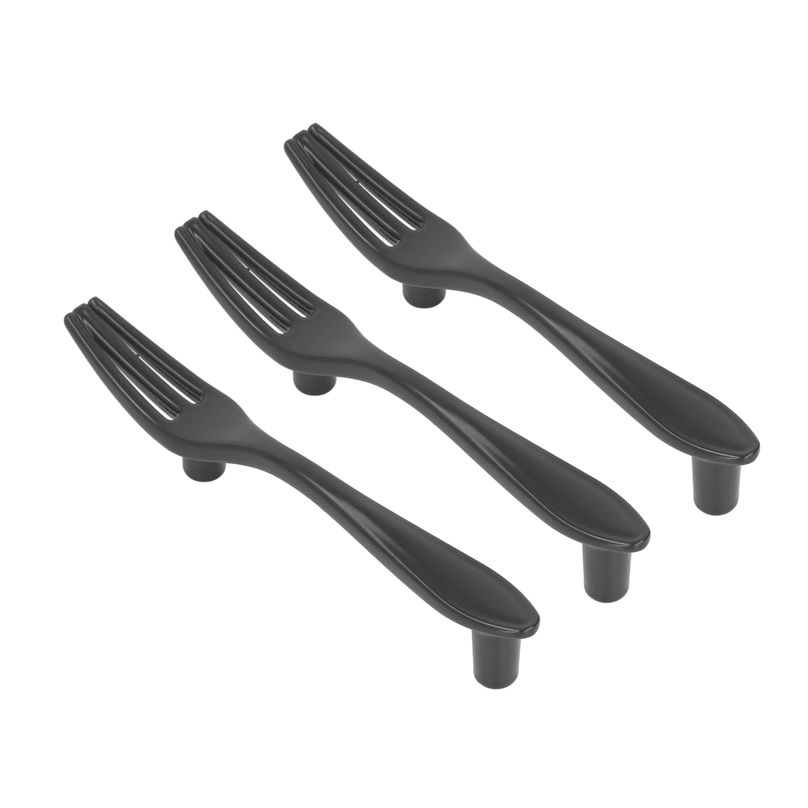 3-teilige, Dicke, Besteckförmige Türgriffe Für Schubladen, Schränke, Bücherregale, Schwarz (gabel)