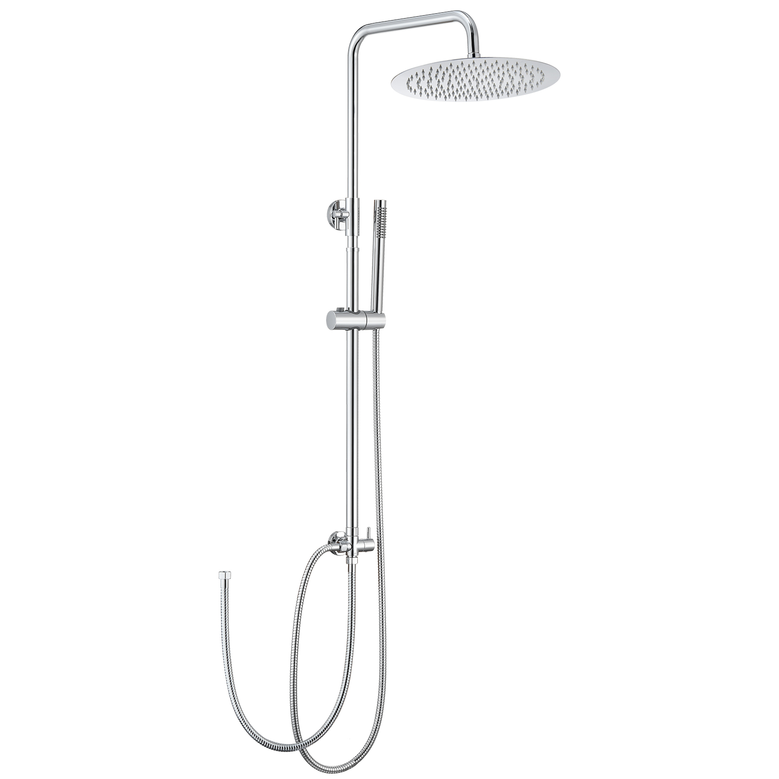 Auralum Max Duschsystem Mit 2 Funktionen, Duschset Ohne Armatur 10 Zoll Runde Regenbrause, Handbrause, Höhenverstellbare Duschsäule, Chrom