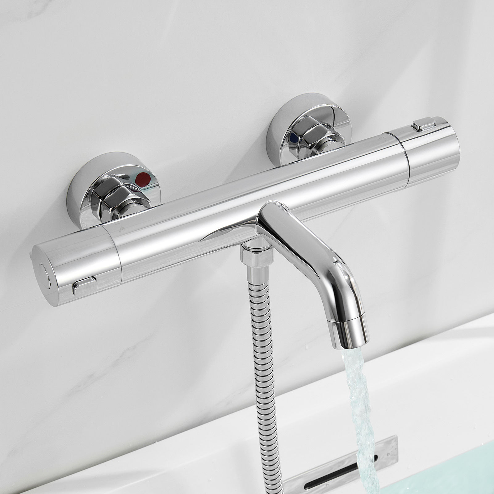 Auralum Max Adewannenarmatur Mit Thermostat Messing Chrom Duscharmatur, Badewannenarmatur Duscharmatur Mischbatterie Mit 38 °c Sicherheitstaste