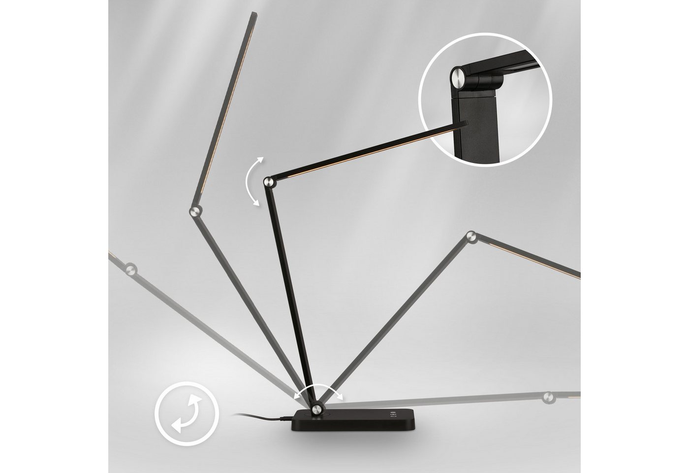 Briloner Led Schreibtischlampe Schwenkbar 38 Cm 4,8w 400lm 2700k-6500k Warmweiß Bis Tageslichtweiß Touchdimmer Schwarz - Tischlampe Leselampe Bürolampe Büro Bild 2