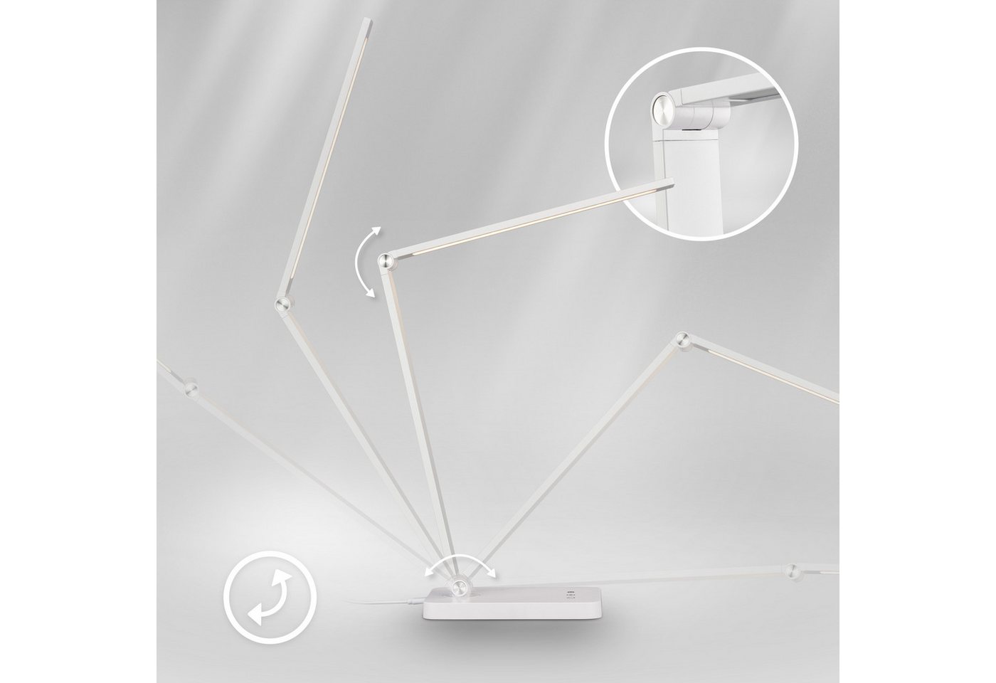Briloner Led Schreibtischlampe Schwenkbar 38 Cm 4,8w 400lm 2700k-6500k Warmweiß Bis Tageslichtweiß Touchdimmer Weiß - Tischlampe Leselampe Bürolampe Büro Bild 4