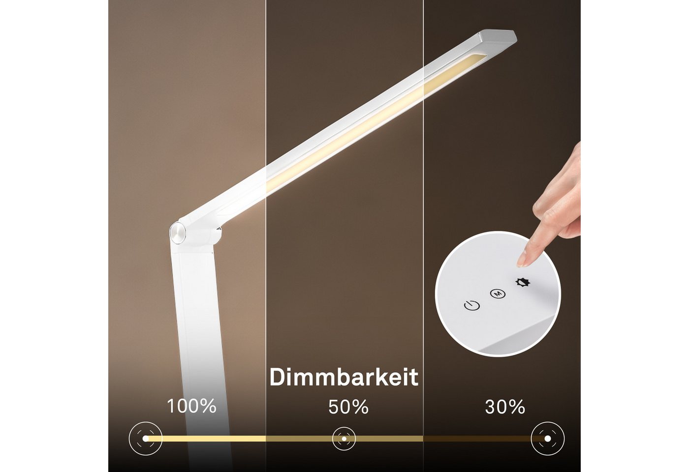 Briloner Led Schreibtischlampe Schwenkbar 38 Cm 4,8w 400lm 2700k-6500k Warmweiß Bis Tageslichtweiß Touchdimmer Weiß - Tischlampe Leselampe Bürolampe Büro Bild 5