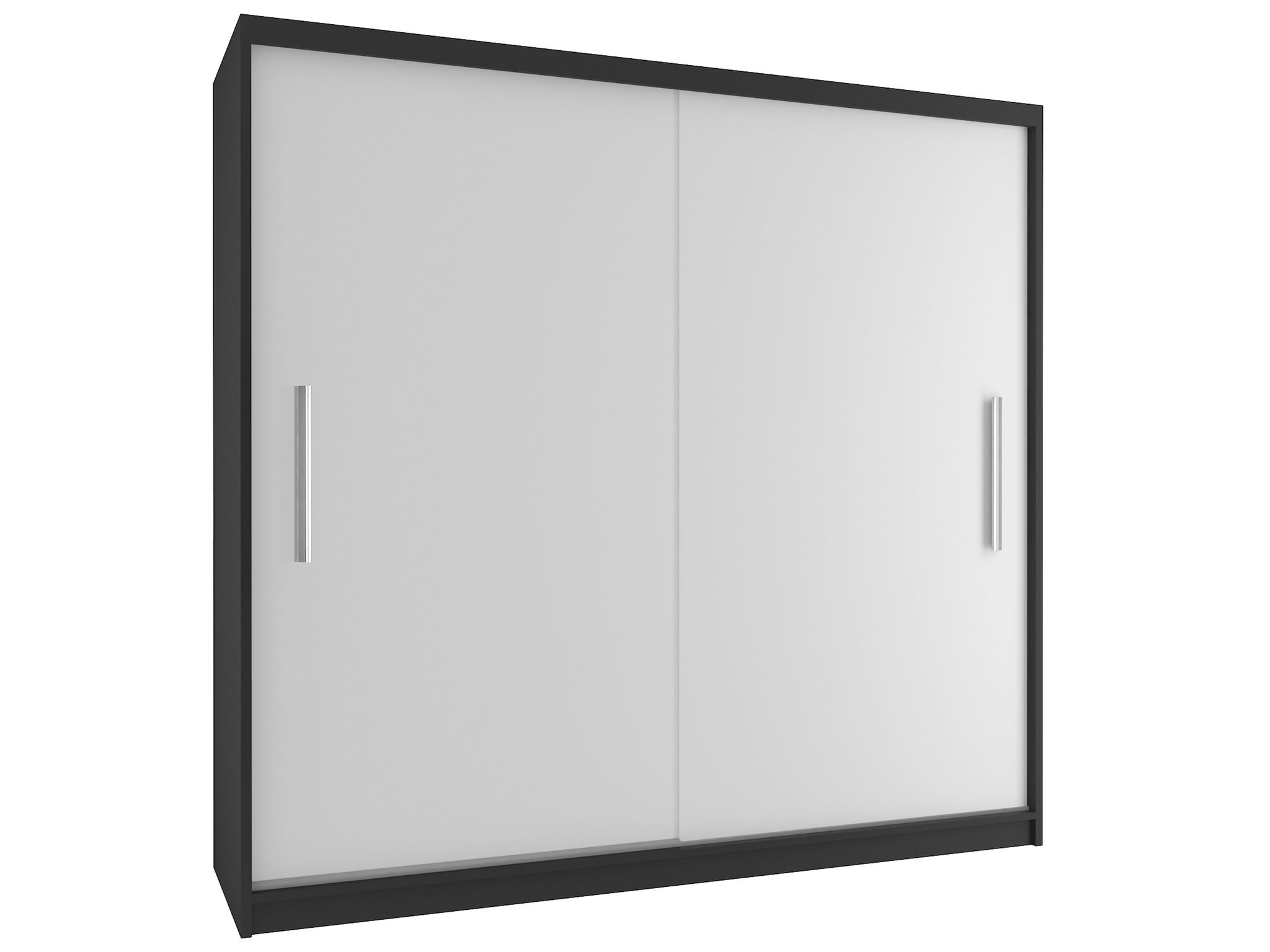 Belini Verona Si Schiebetürenschrank 200 Cm - Garderobenschrank Mit Kleiderstange, Schlafzimmer - Schwarz/weiß Matt