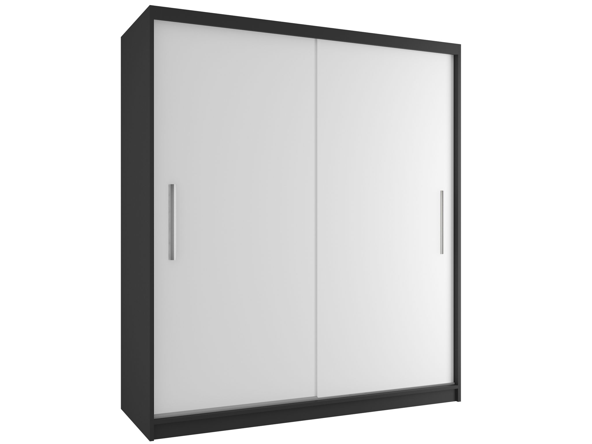 Belini Verona Si Schiebetürenschrank 158 Cm - Garderobenschrank Mit Kleiderstange, Schlafzimmer - Schwarz/weiß Matt