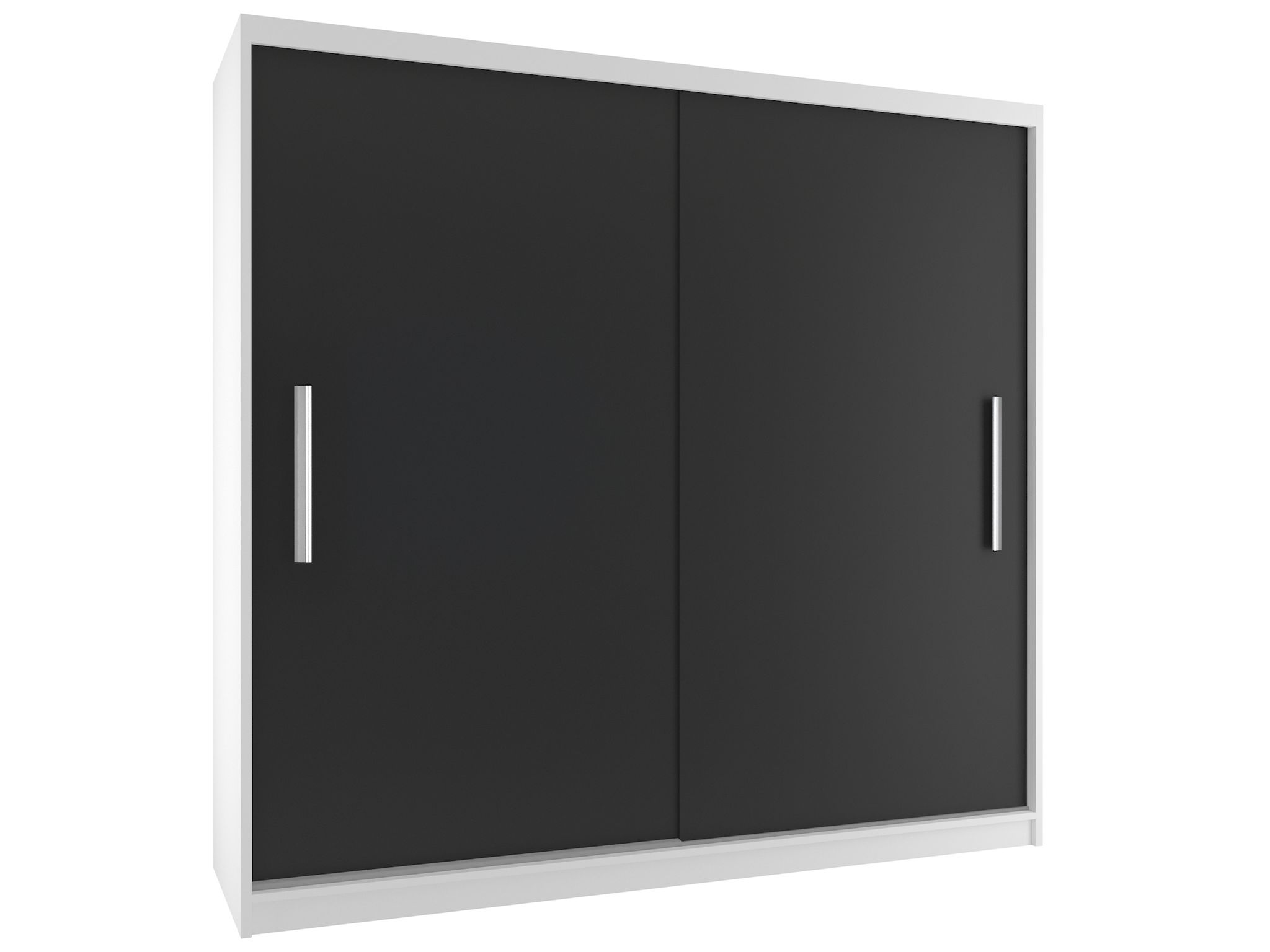 Belini Verona Si Schiebetürenschrank 200 Cm - Garderobenschrank Mit Kleiderstange, Schlafzimmer - Weiß/schwarz Matt