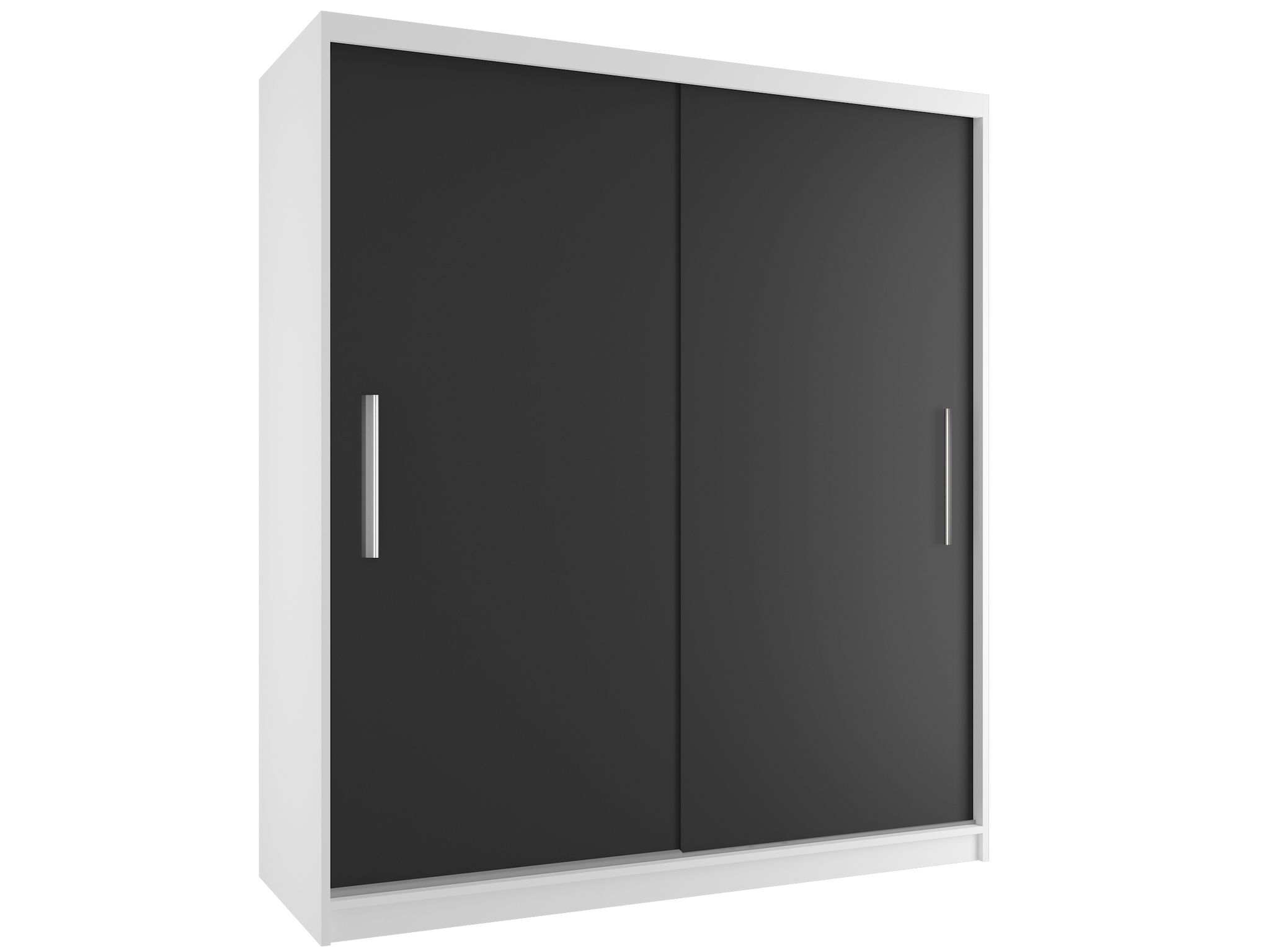 Belini Verona Si Schiebetürenschrank 158 Cm - Garderobenschrank Mit Kleiderstange, Schlafzimmer - Weiß/schwarz Matt