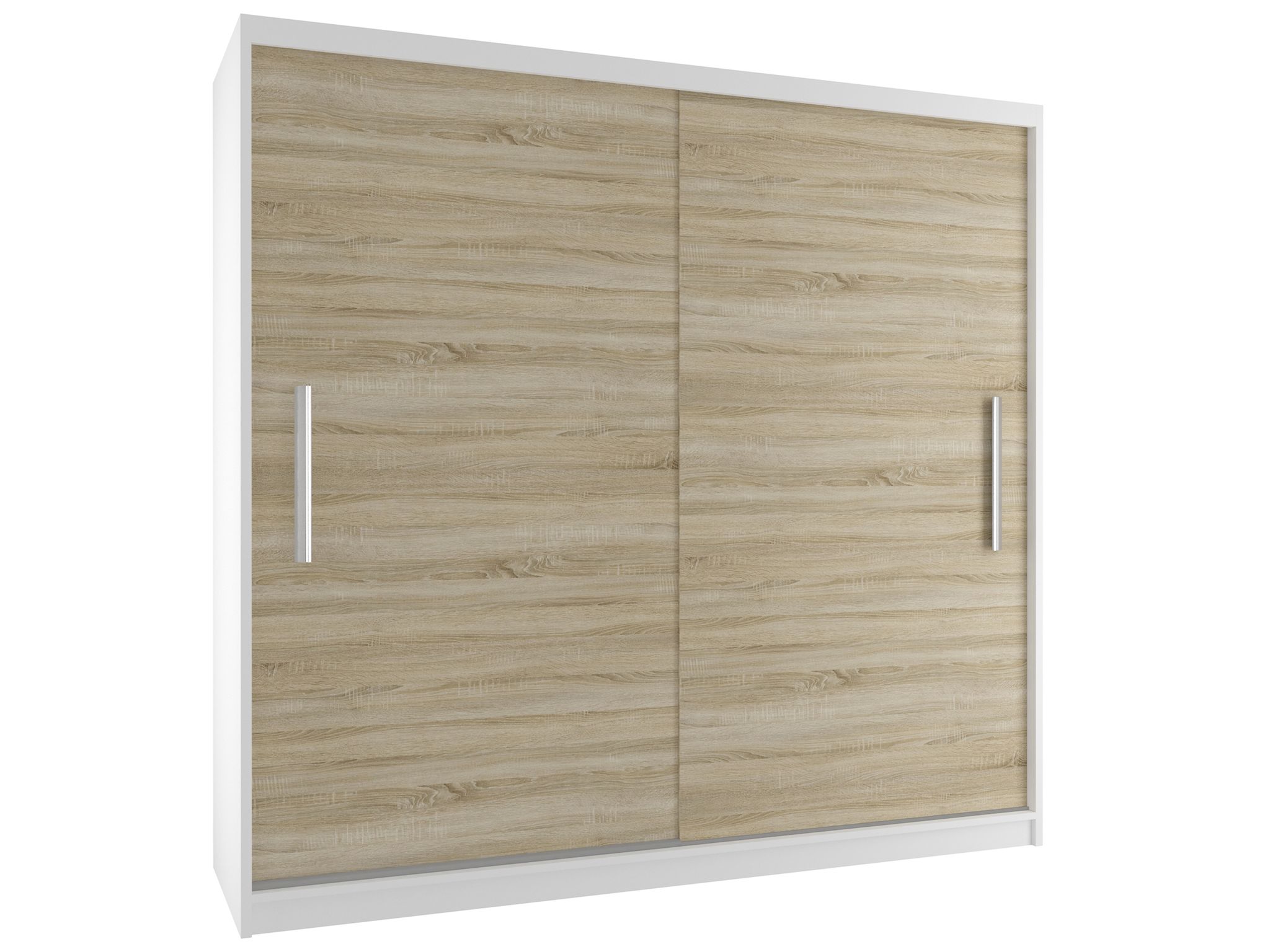 Belini Verona Si Schiebetürenschrank 200 Cm - Garderobenschrank Mit Kleiderstange, Schlafzimmer - Weiß/sonoma Eiche Matt