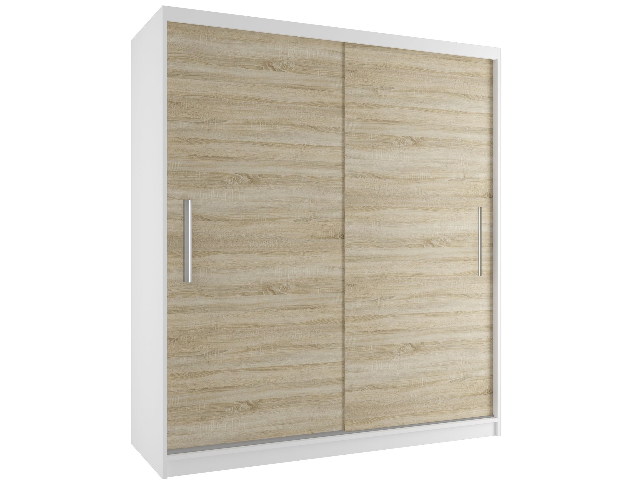Belini Verona Si Schiebetürenschrank 158 Cm - Garderobenschrank Mit 4 Schubladen, Schlafzimmer - Weiß/sonoma Eiche Matt