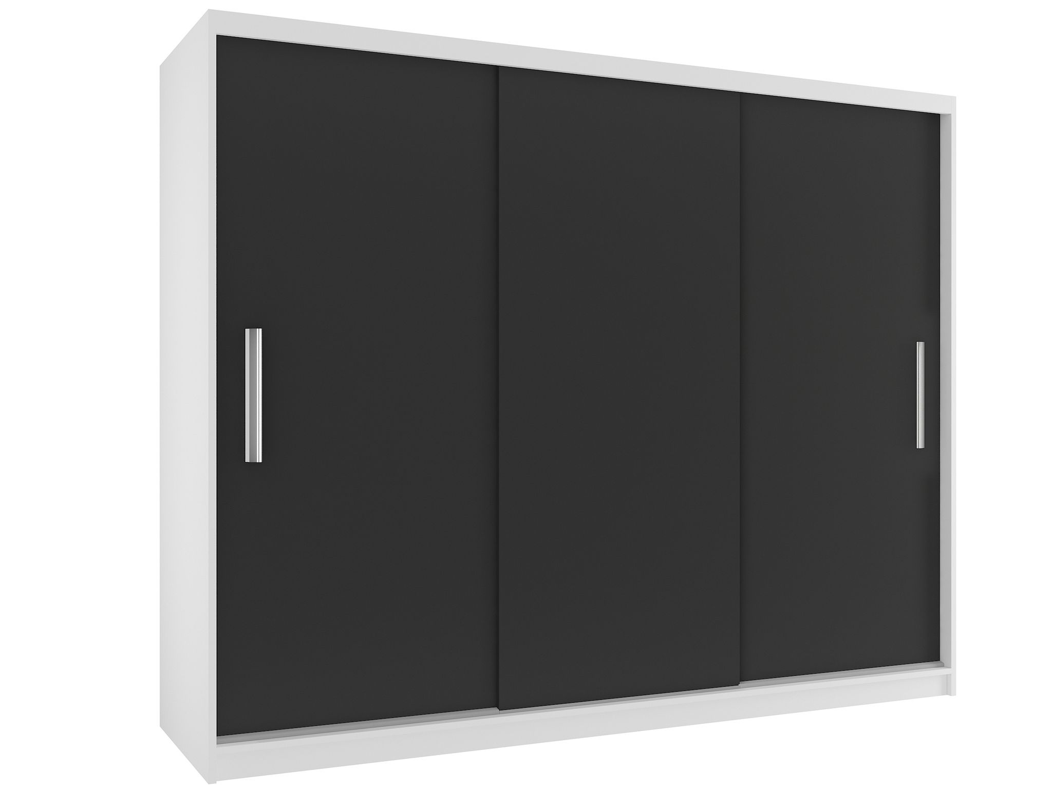 Belini Verona Si Schiebetürenschrank 232 Cm - Garderobenschrank Mit Kleiderstange, Schlafzimmer - Weiß/schwarz Matt
