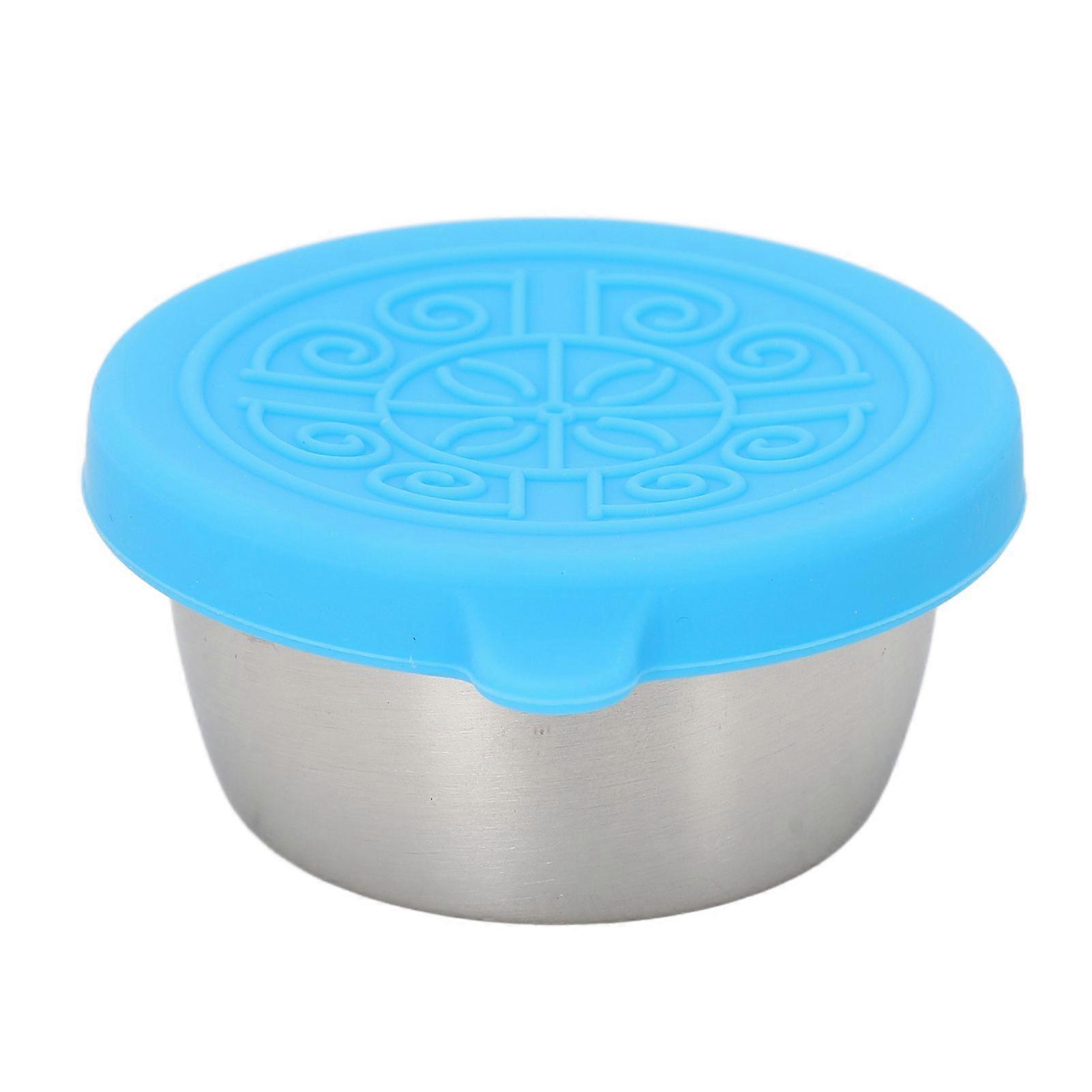 50-ml-edelstahl-dosenbehälter, Auslaufsicher, Tragbar, Kleine Dip-saucenbecher Mit Deckel Für Kosmetikstudios, Blauer Deckel Und Edelstahl 304