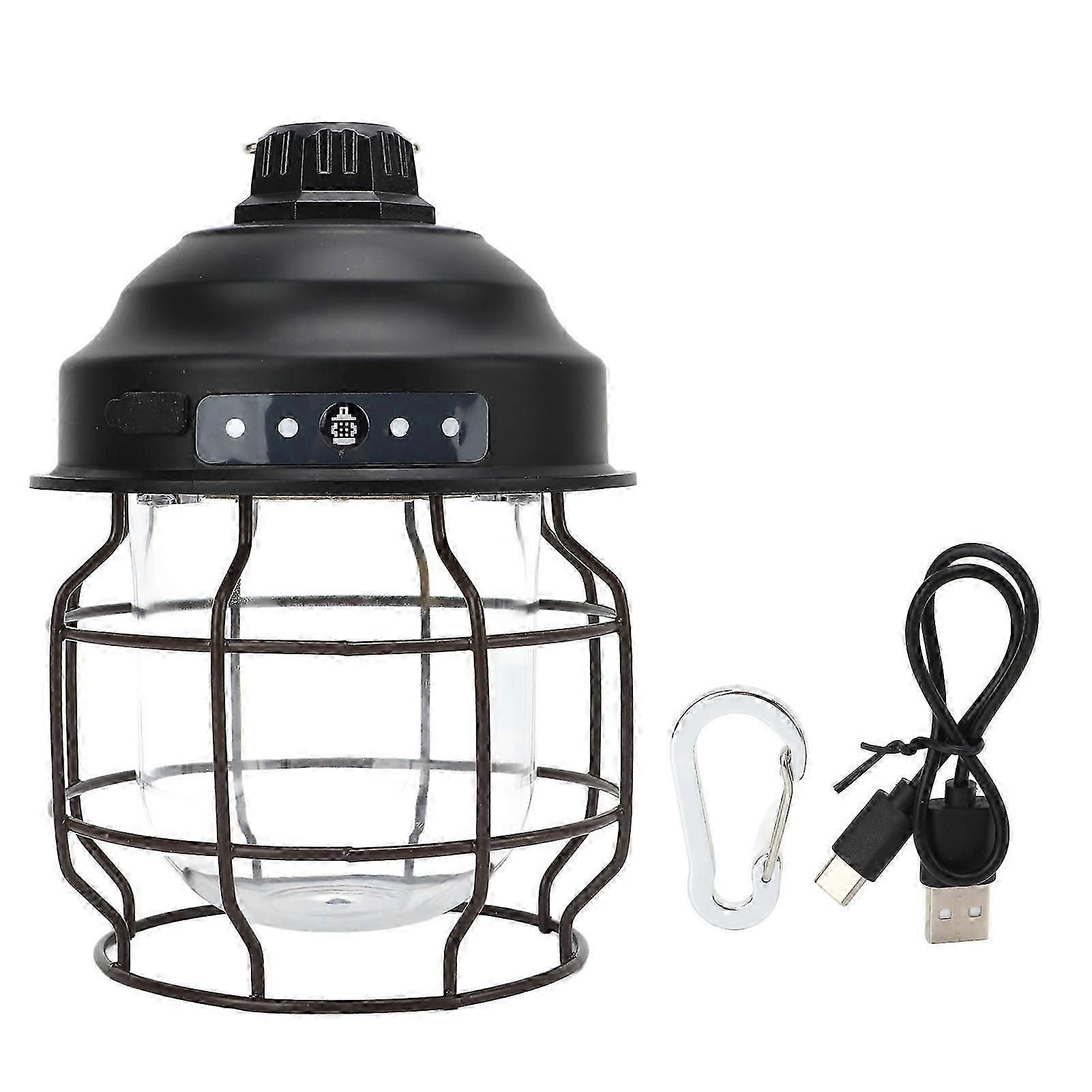 Led-campinglaterne Im Retro-stil, Tragbar, Wiederaufladbar, Für Camping, Zuhause, Im Freien, Notfälle, Schwarz