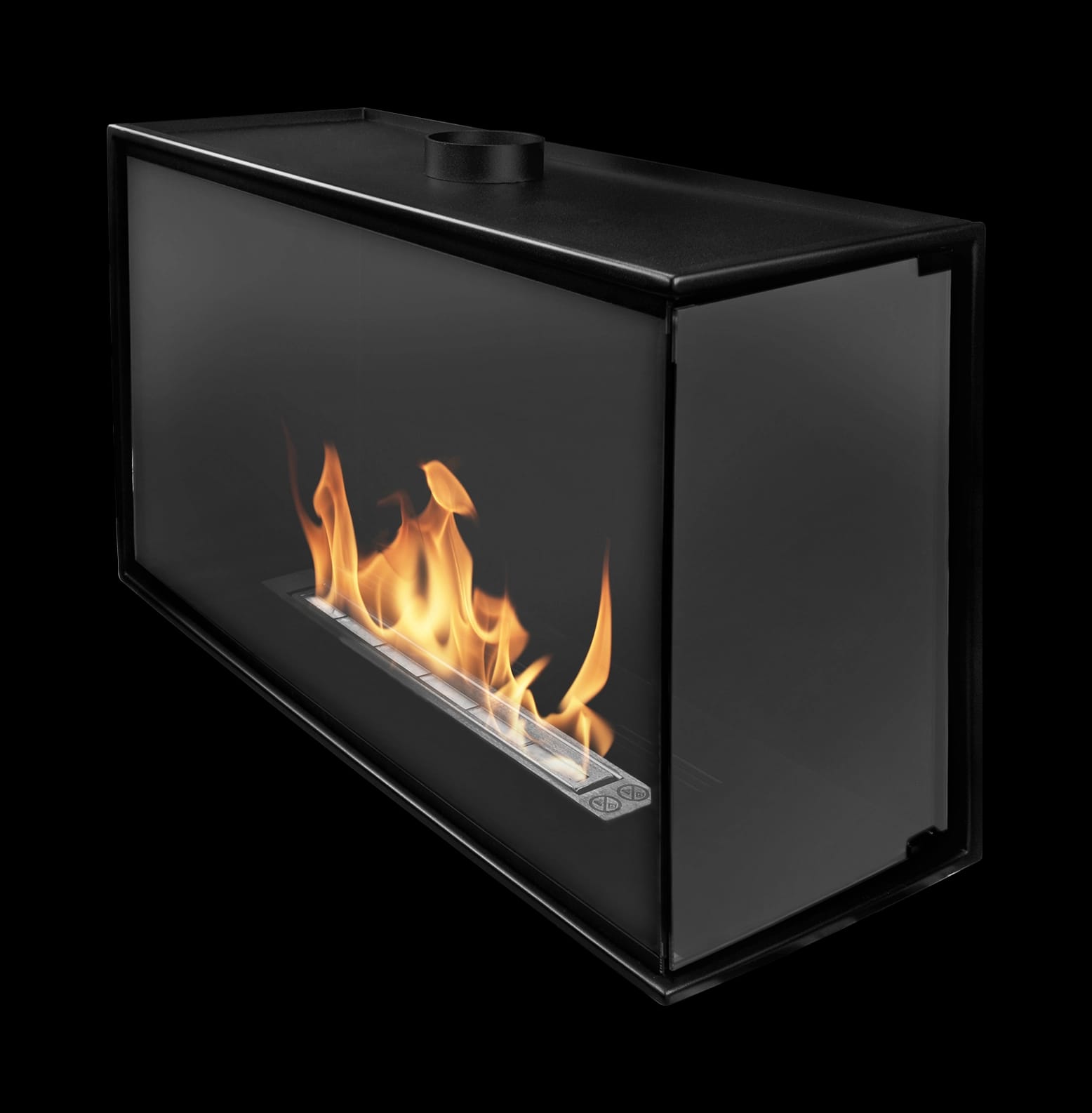 Bioethanol Einbaukamin Bio-eko Eckkamin Links 80x50 Cm, Sicherheitsglas, 0,7 L Brenner, Tüv-zertifiziert, Schwarz Matt